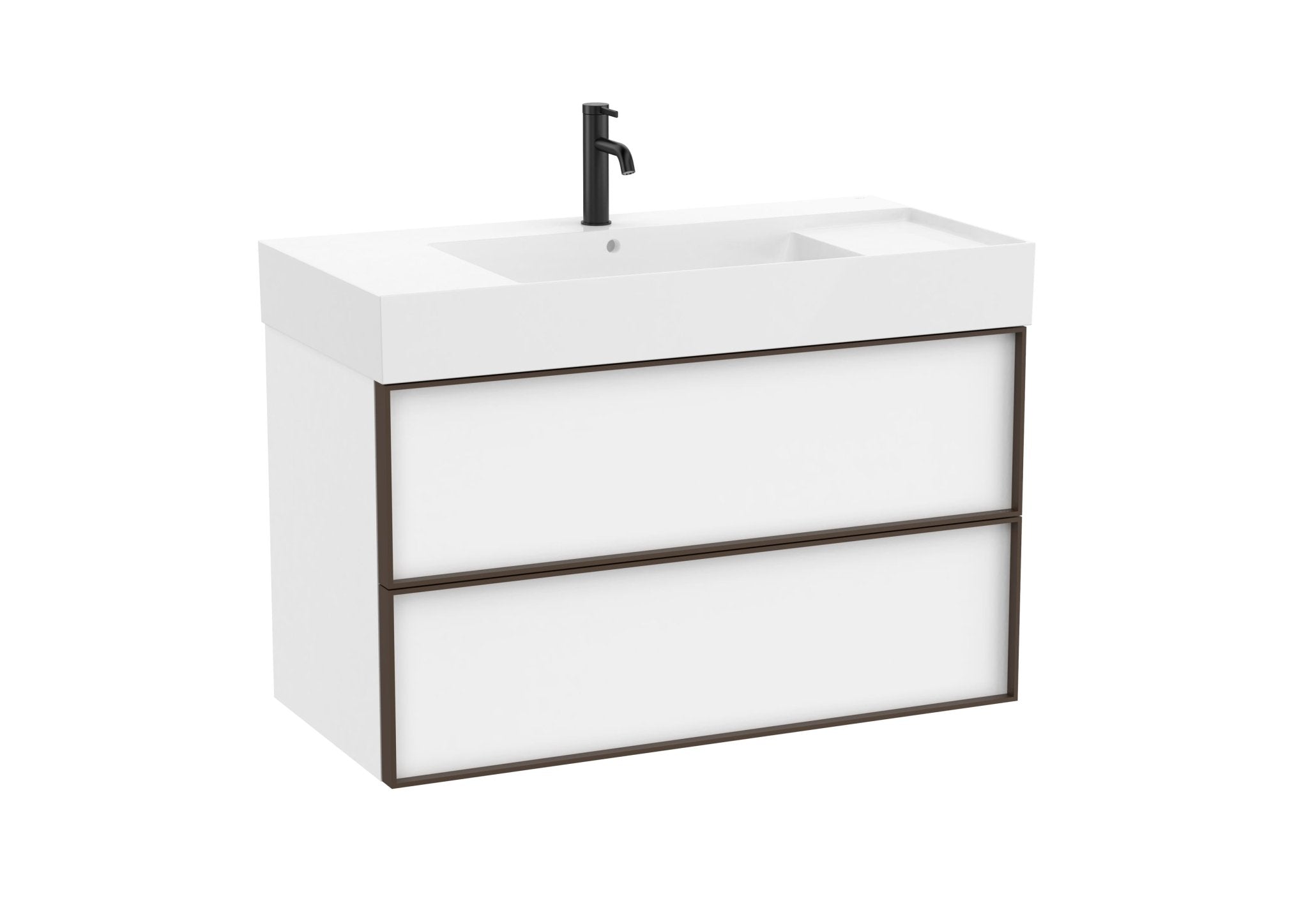 Roca - Mueble base Inspira Unik de dos cajones y lavabo de Fineceramic® - BricoandPool