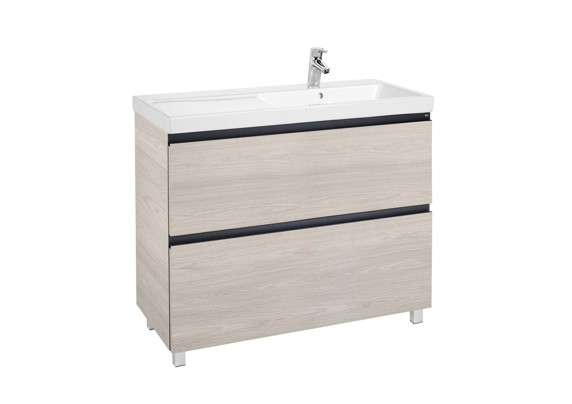 Roca - Mueble base Lander Unik a suelo de dos cajones, zócalo y lavabo - BricoandPool