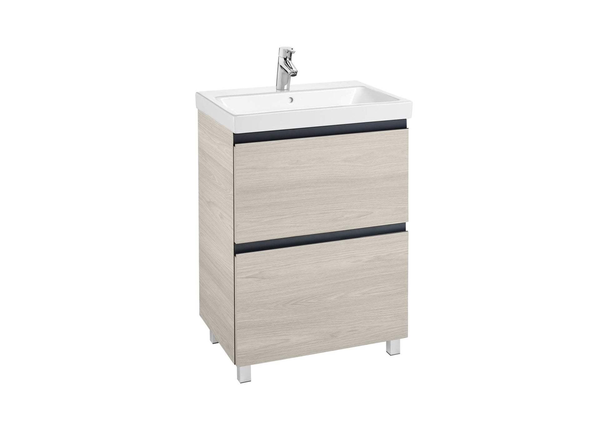 Roca - Mueble base Lander Unik a suelo de dos cajones, zócalo y lavabo - BricoandPool