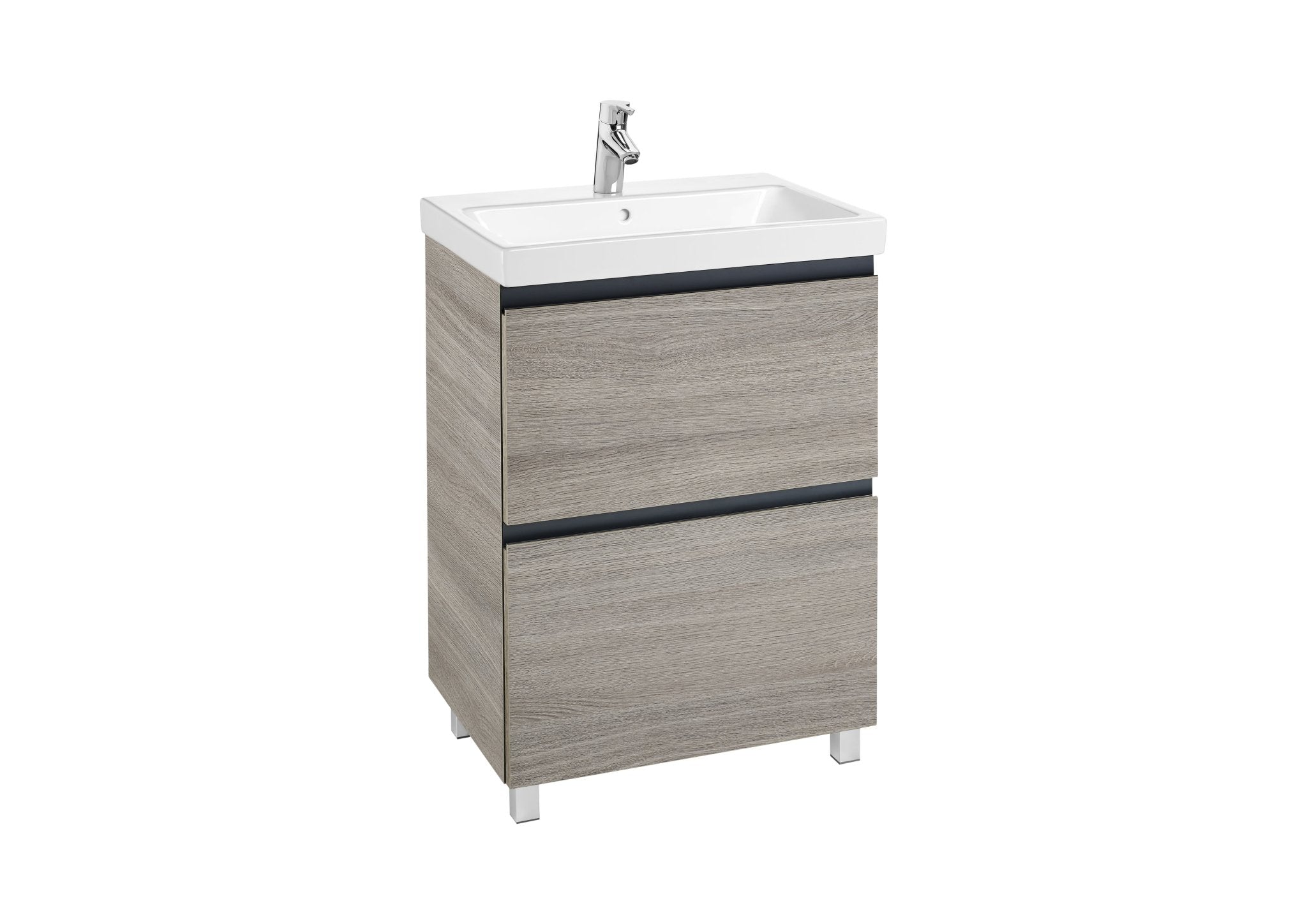 Roca - Mueble base Lander Unik a suelo de dos cajones, zócalo y lavabo - BricoandPool