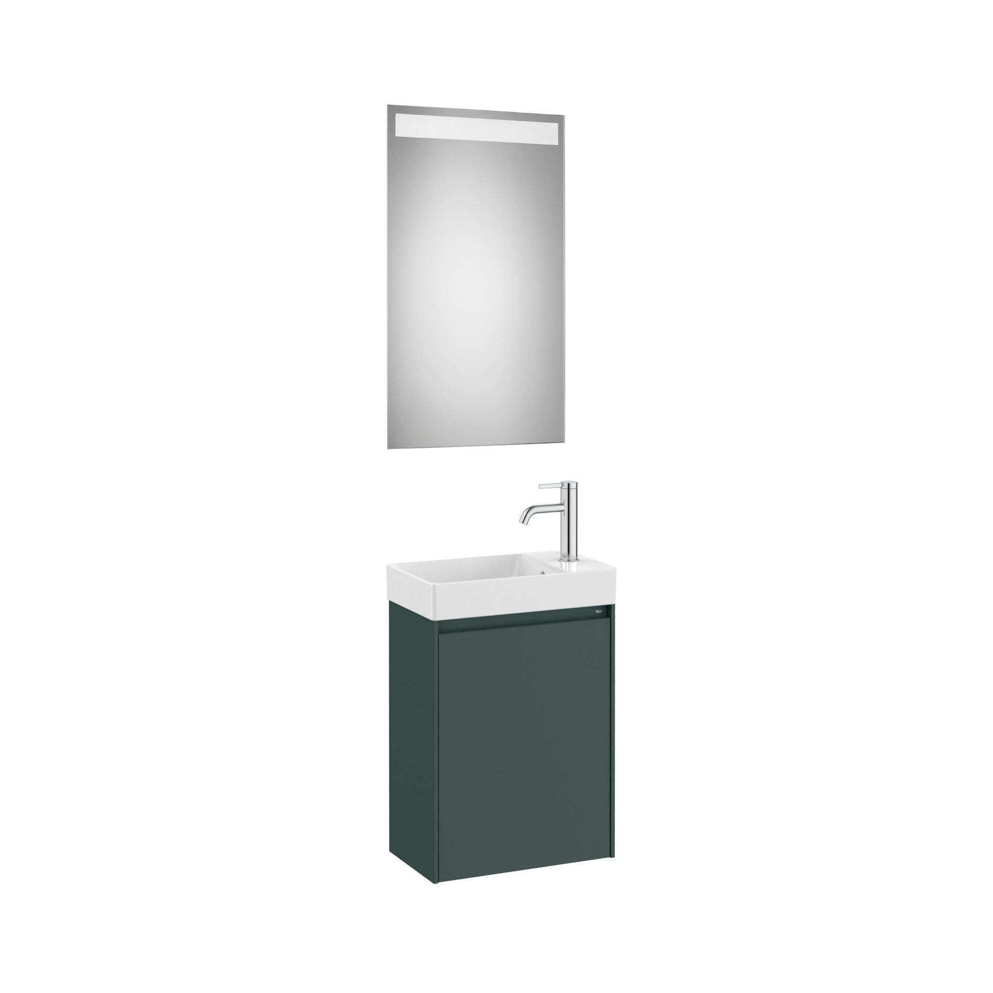 Roca - Mueble base Ona Pack compacto de una puerta, lavabo de Fineceramic® y espejo LED Eidos - BricoandPool