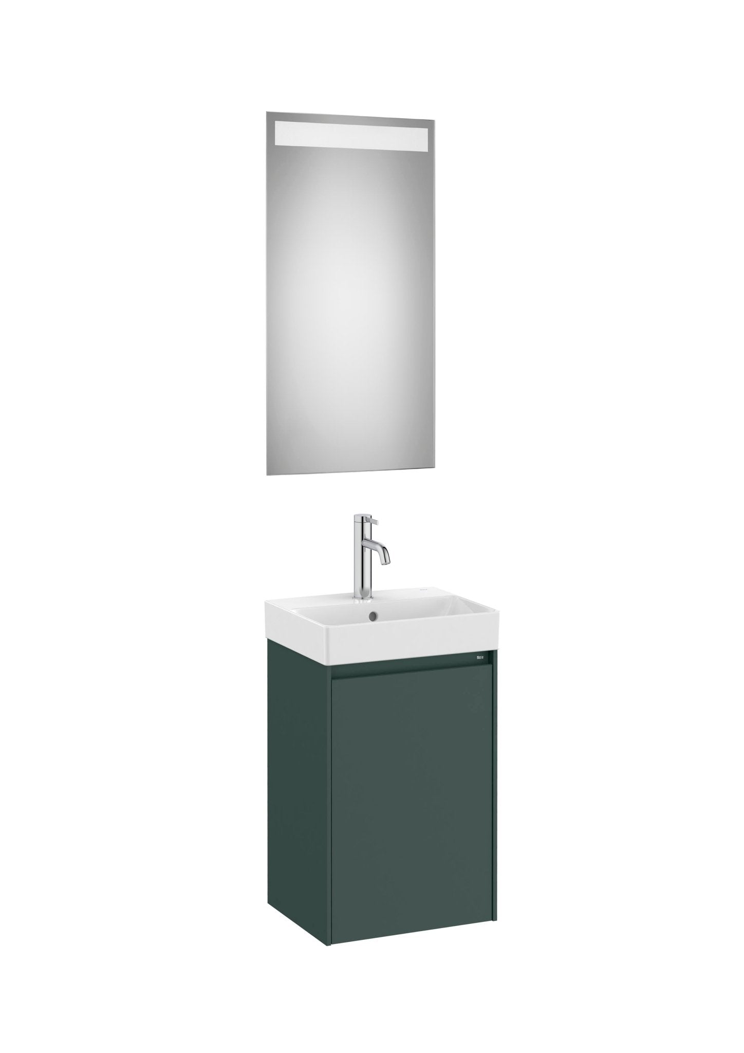 Roca - Mueble base Ona Pack compacto de una puerta, lavabo de Fineceramic® y espejo LED Eidos - BricoandPool