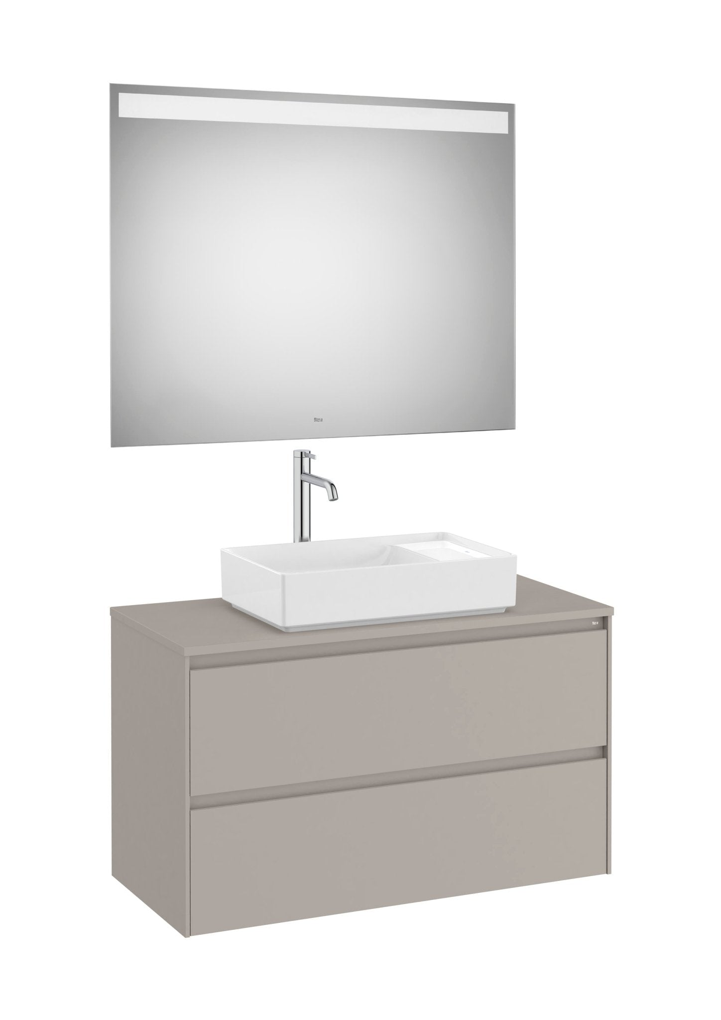 Roca - Mueble base Ona Pack de dos cajones para lavabo de sobre encimera y espejo LED Eidos - BricoandPool