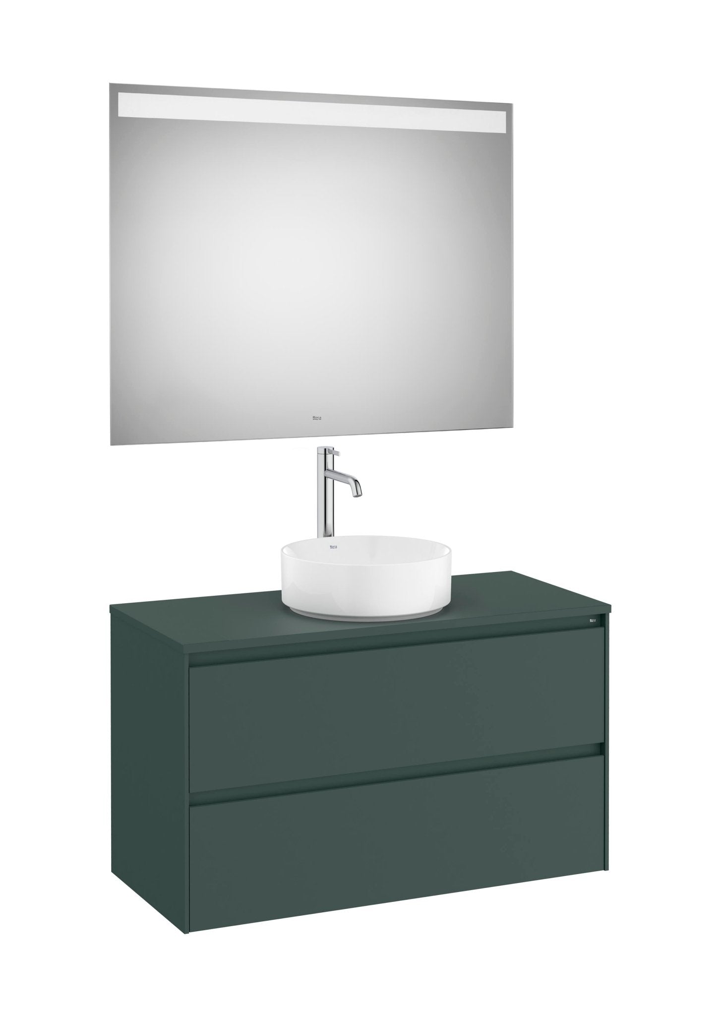 Roca - Mueble base Ona Pack de dos cajones para lavabo de sobre encimera y espejo LED Eidos - BricoandPool