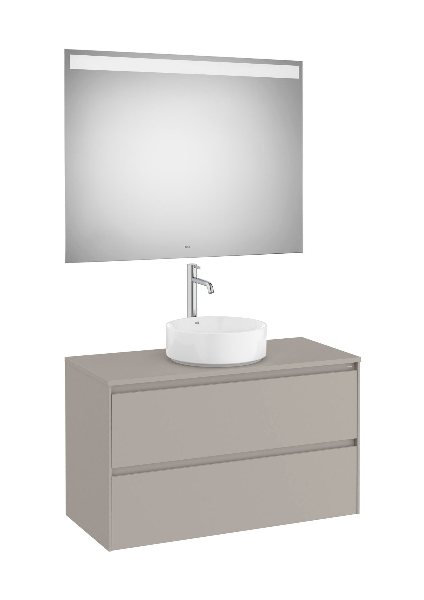 Roca - Mueble base Ona Pack de dos cajones para lavabo de sobre encimera y espejo LED Eidos - BricoandPool