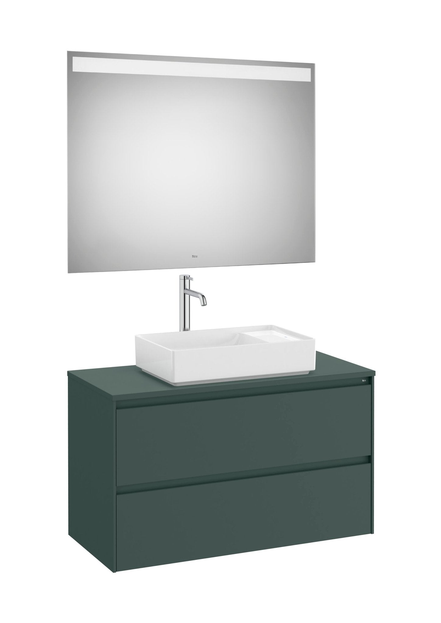 Roca - Mueble base Ona Pack de dos cajones para lavabo de sobre encimera y espejo LED Eidos - BricoandPool