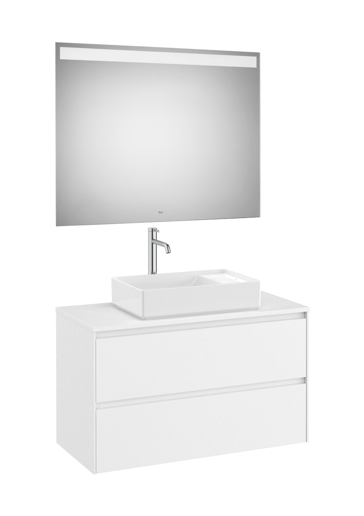 Roca - Mueble base Ona Pack de dos cajones para lavabo de sobre encimera y espejo LED Eidos - BricoandPool