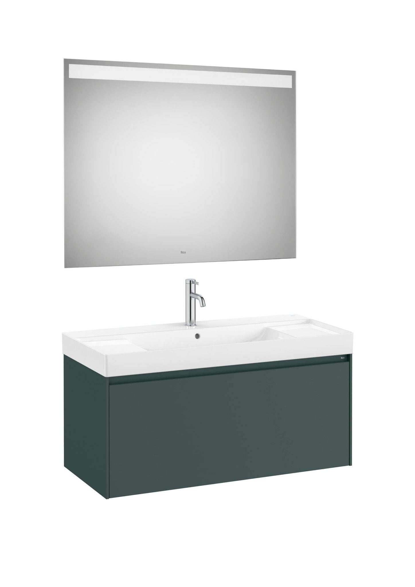 Roca - Mueble base Ona Pack de un cajón, lavabo de Fineceramic® y espejo LED Eidos - BricoandPool