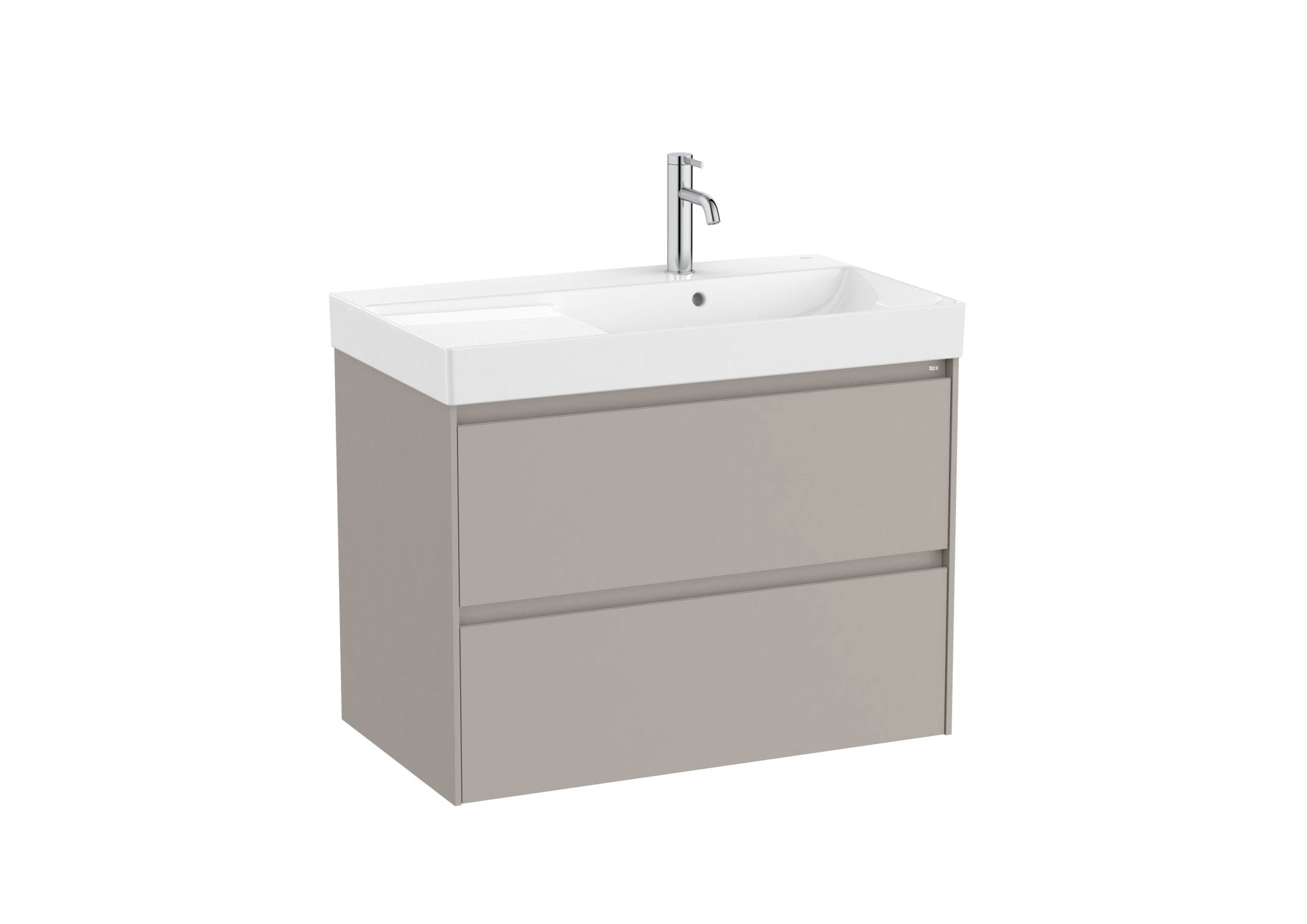 Roca - Mueble base Ona Unik de dos cajones y lavabo de Fineceramic® a la derecha. No incluye grifería - BricoandPool