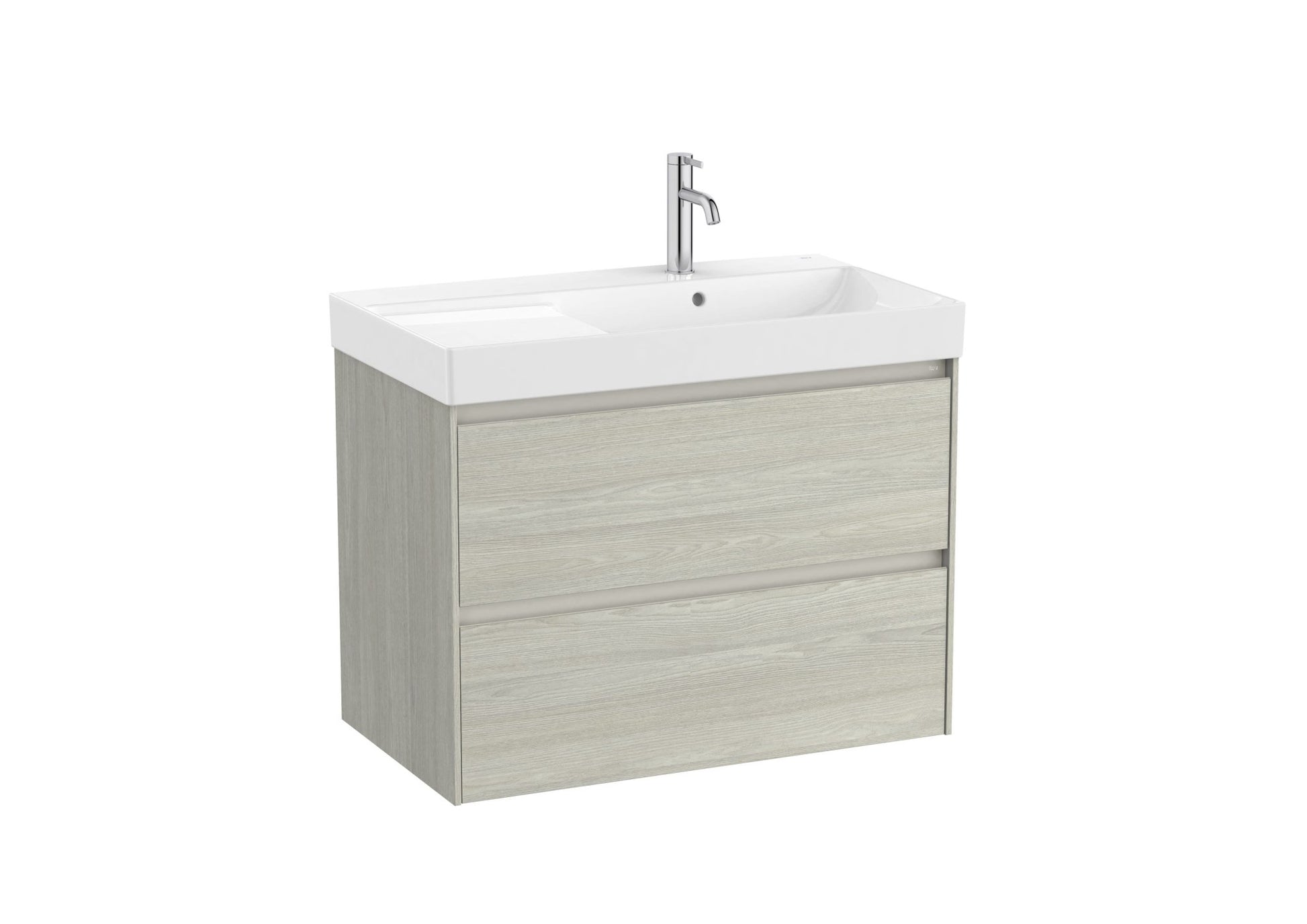 Roca - Mueble base Ona Unik de dos cajones y lavabo de Fineceramic® a la derecha. No incluye grifería - BricoandPool