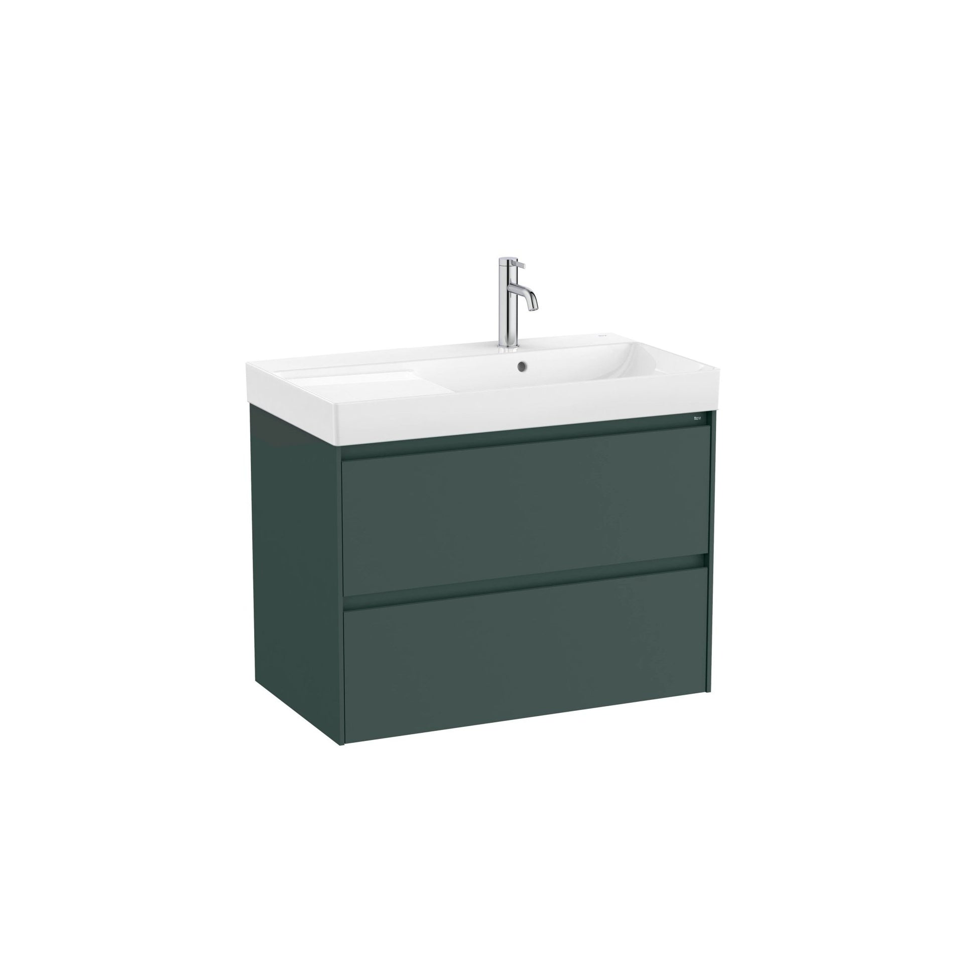 Roca - Mueble base Ona Unik de dos cajones y lavabo de Fineceramic® a la derecha. No incluye grifería - BricoandPool