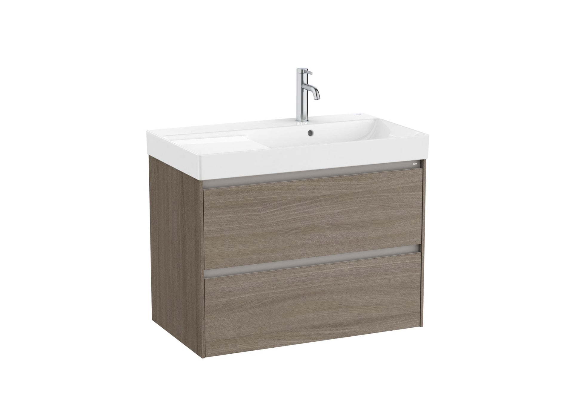 Roca - Mueble base Ona Unik de dos cajones y lavabo de Fineceramic® a la derecha. No incluye grifería - BricoandPool