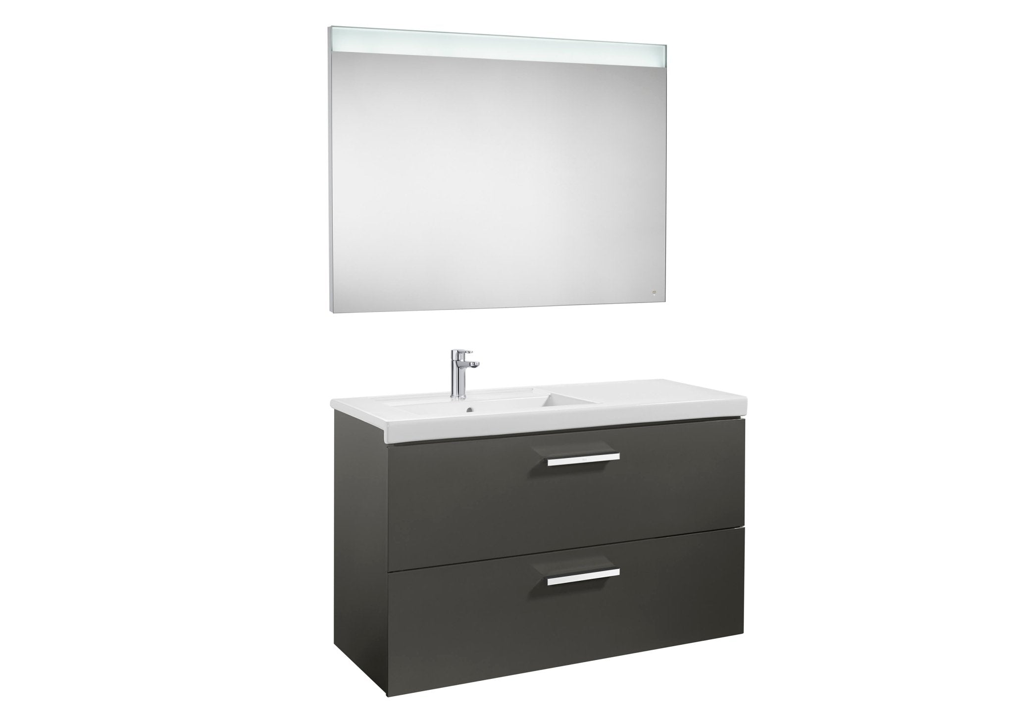 Roca - Mueble base Prisma Pack de dos cajones, lavabo y espejo LED - BricoandPool