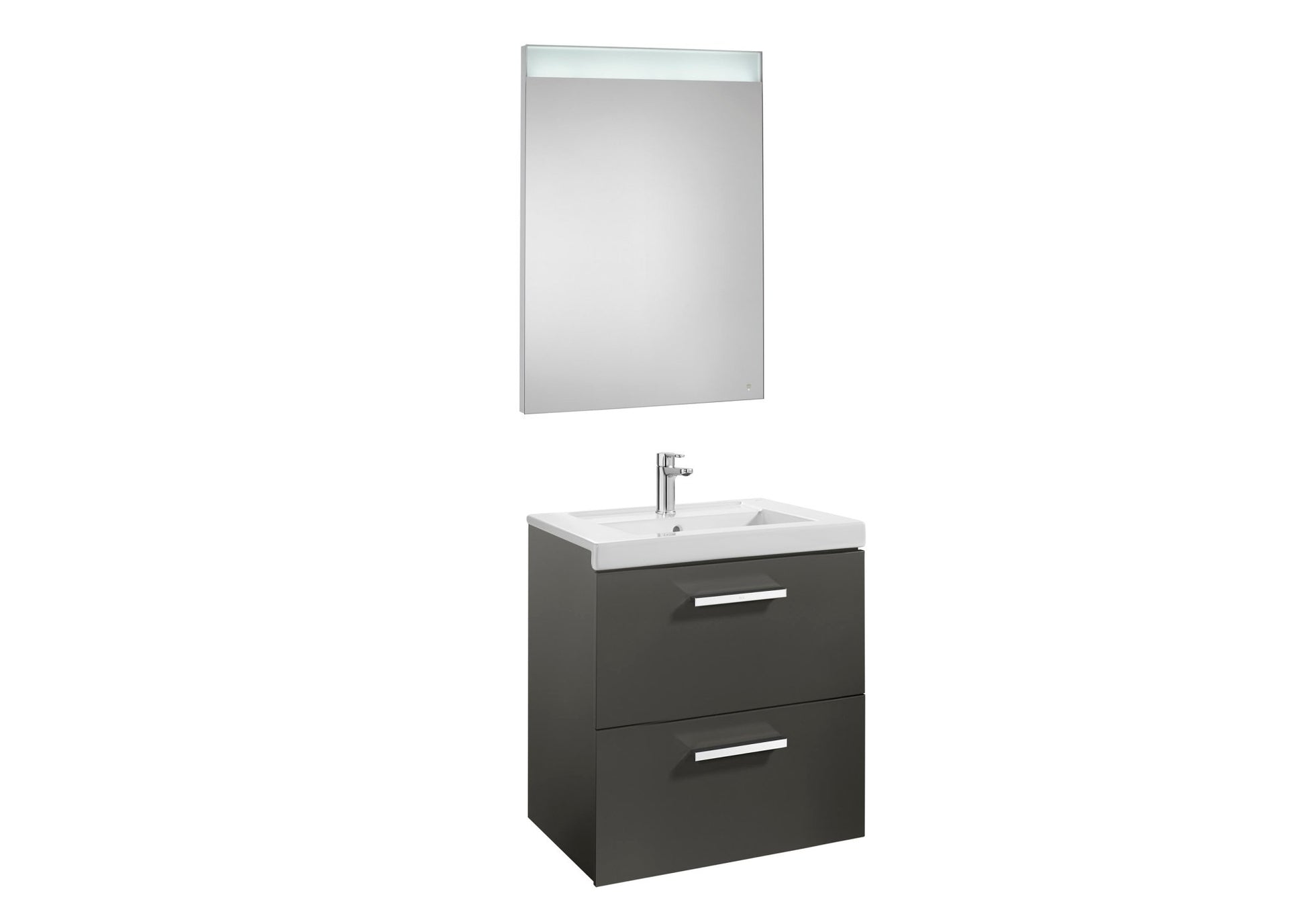 Roca - Mueble base Prisma Pack de dos cajones, lavabo y espejo LED - BricoandPool