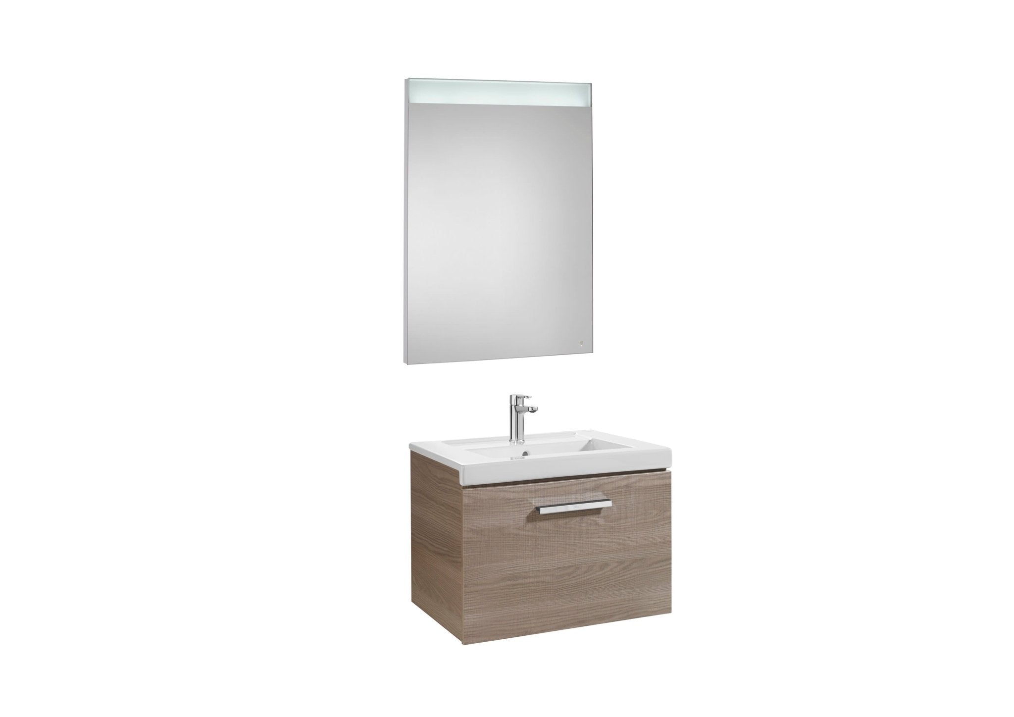 Roca - Mueble base Prisma Pack de un cajón, lavabo y espejo LED - BricoandPool