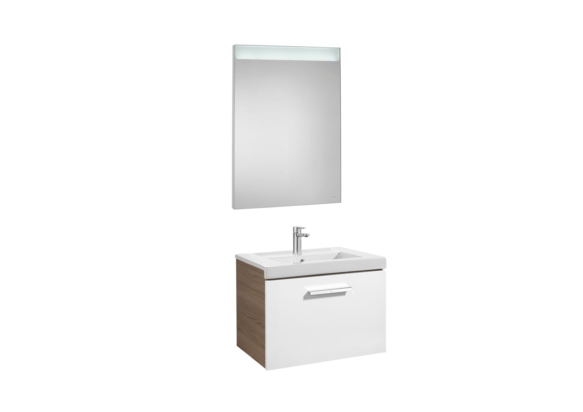 Roca - Mueble base Prisma Pack de un cajón, lavabo y espejo LED - BricoandPool