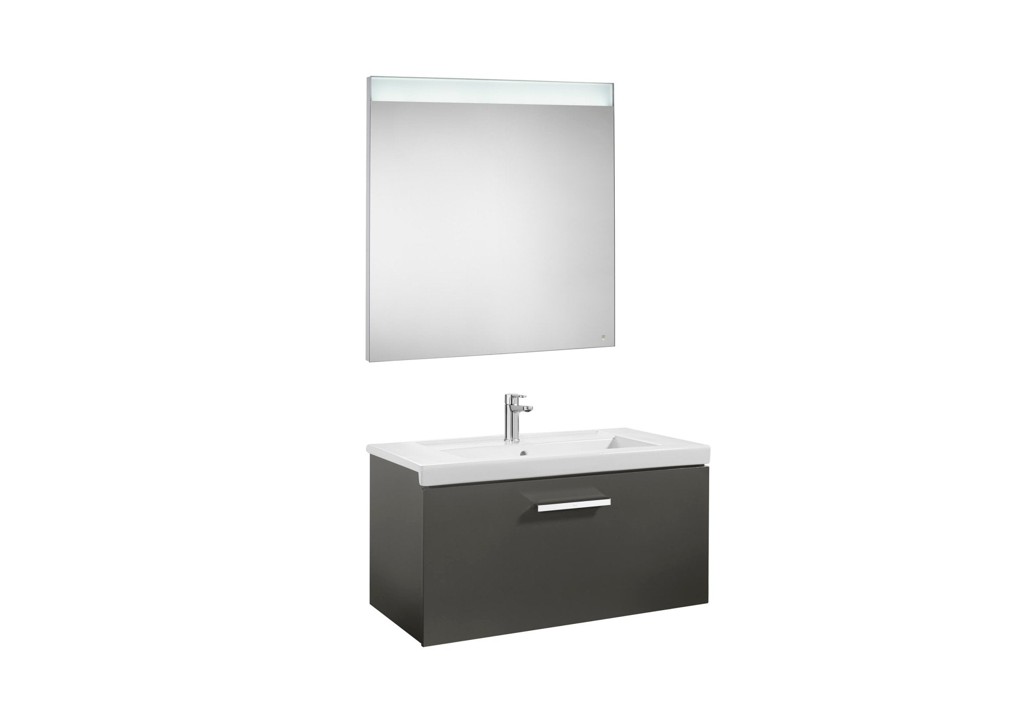Roca - Mueble base Prisma Pack de un cajón, lavabo y espejo LED - BricoandPool