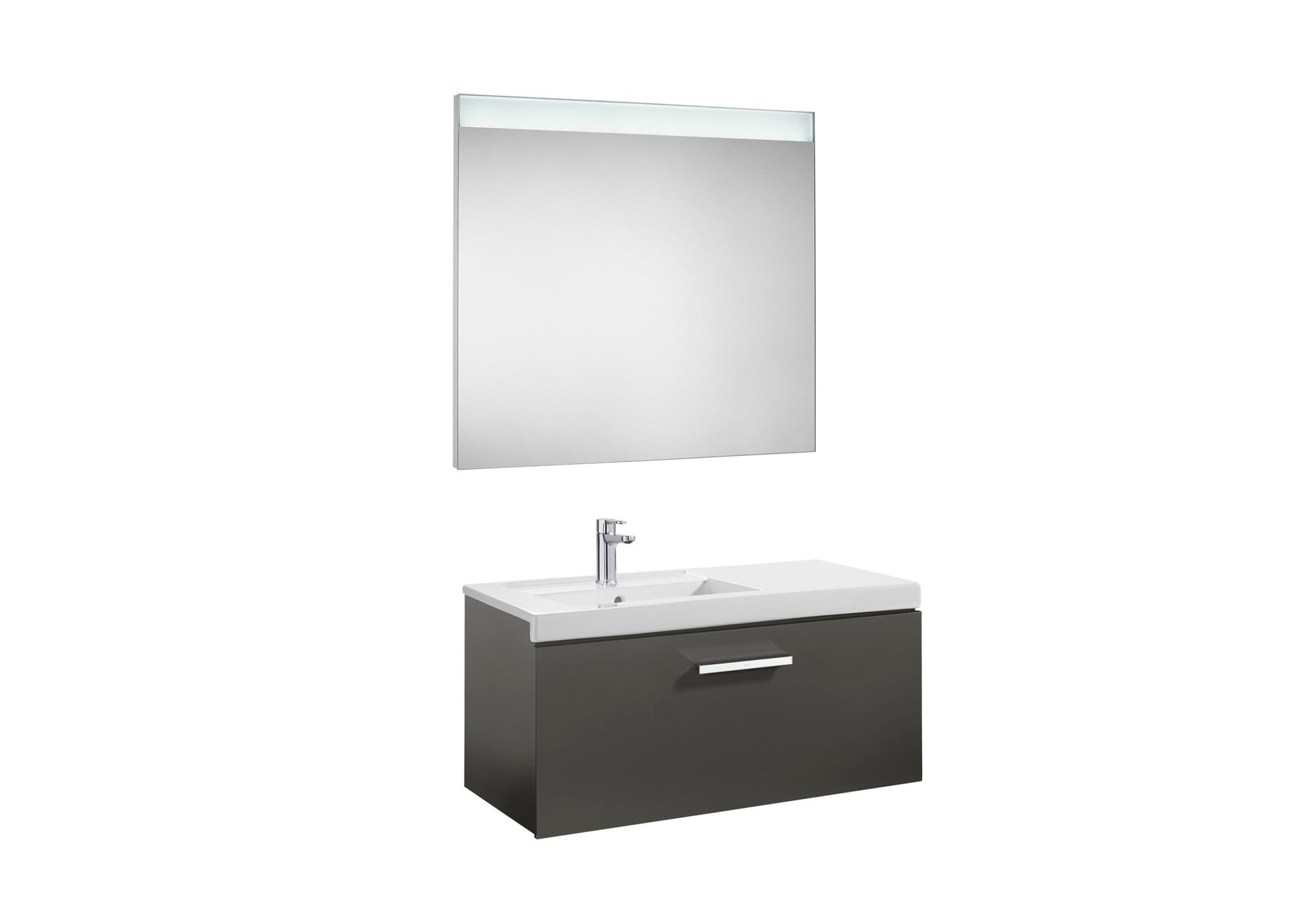 Roca - Mueble base Prisma Pack de un cajón, lavabo y espejo LED - BricoandPool