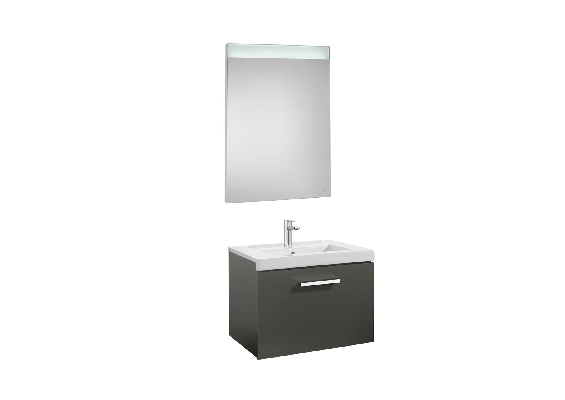 Roca - Mueble base Prisma Pack de un cajón, lavabo y espejo LED - BricoandPool