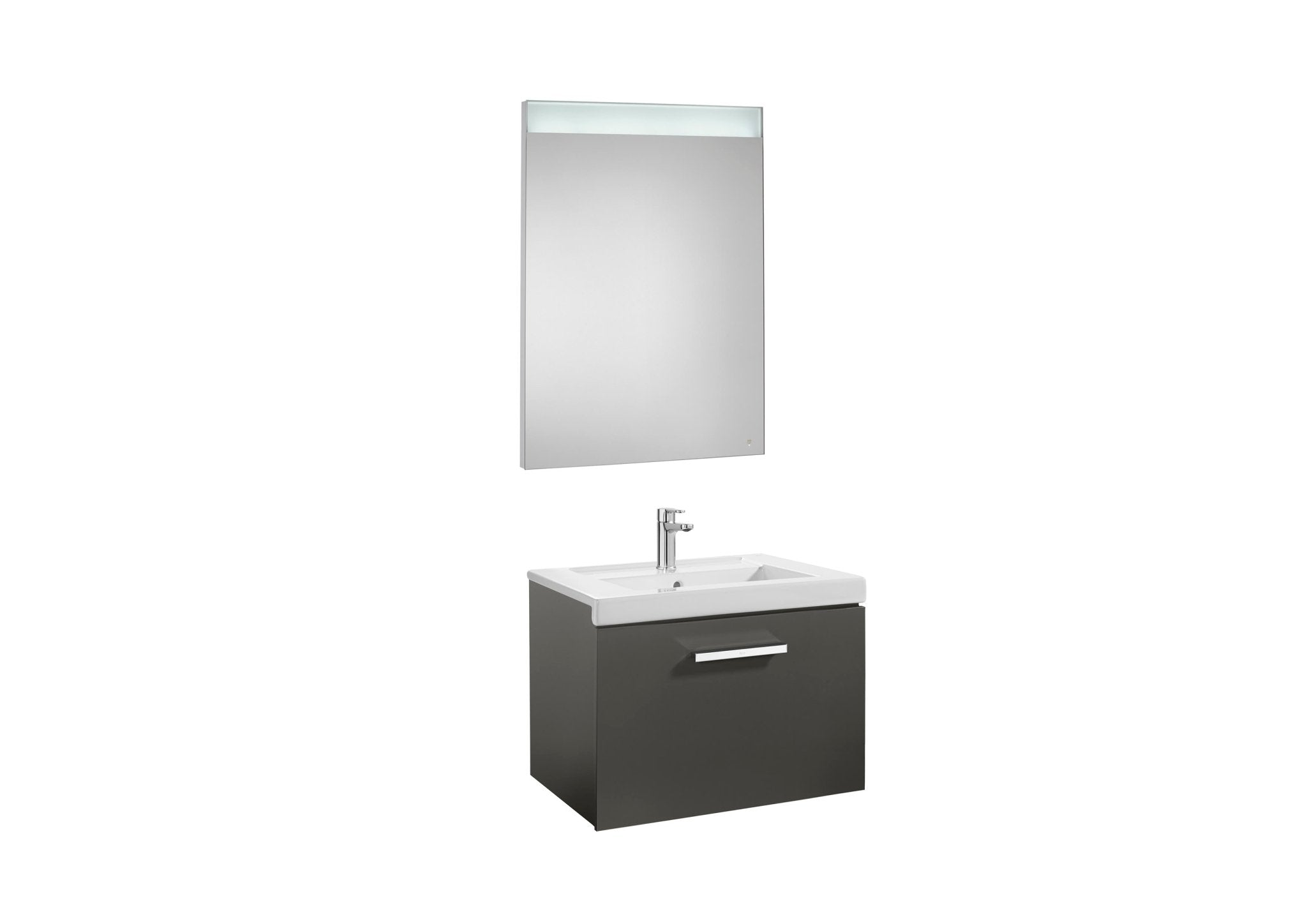 Roca - Mueble base Prisma Pack de un cajón, lavabo y espejo LED - BricoandPool