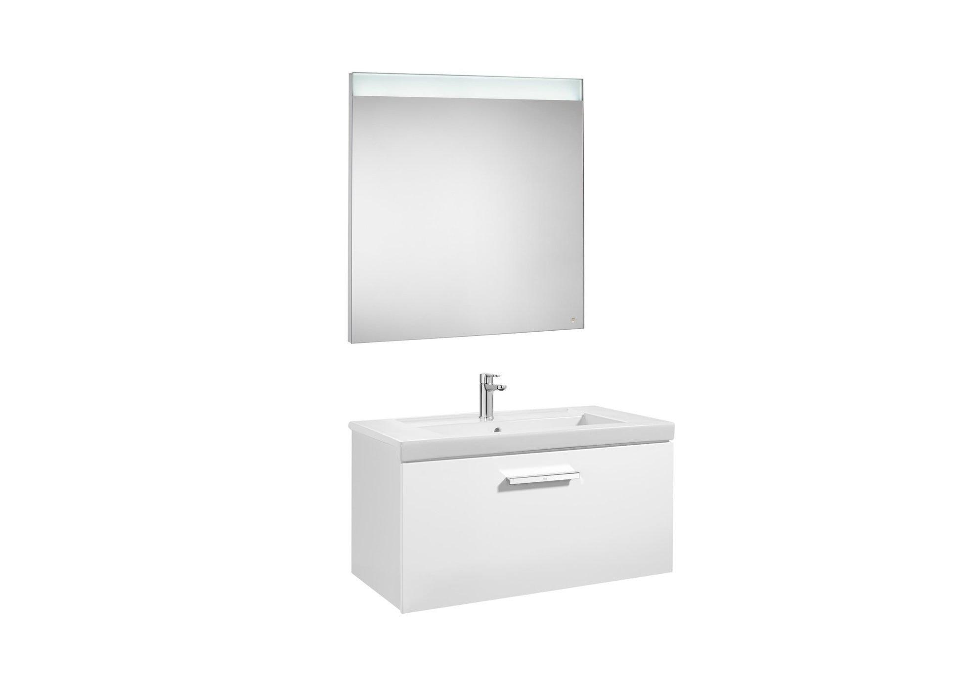 Roca - Mueble base Prisma Pack de un cajón, lavabo y espejo LED - BricoandPool