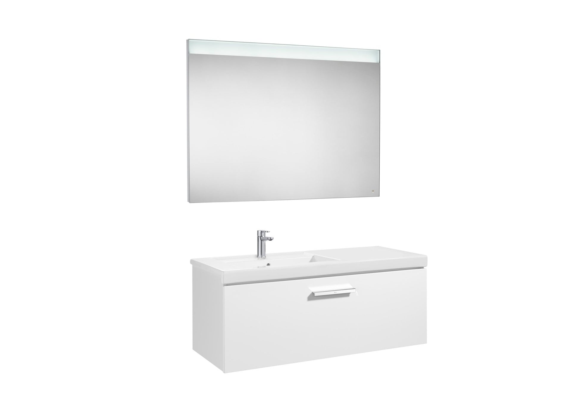 Roca - Mueble base Prisma Pack de un cajón, lavabo y espejo LED - BricoandPool