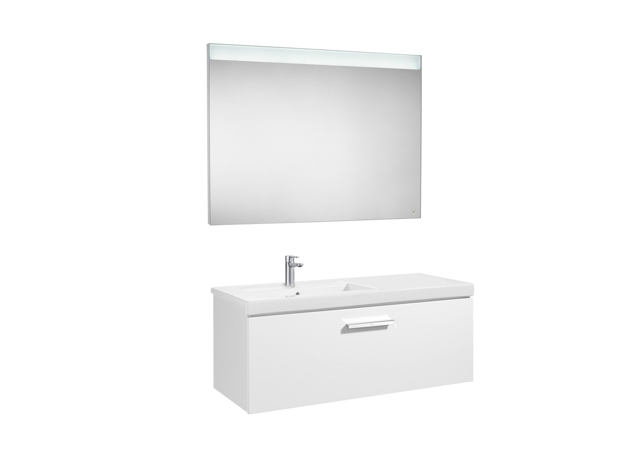 Roca - Mueble base Prisma Pack de un cajón, lavabo y espejo LED - BricoandPool