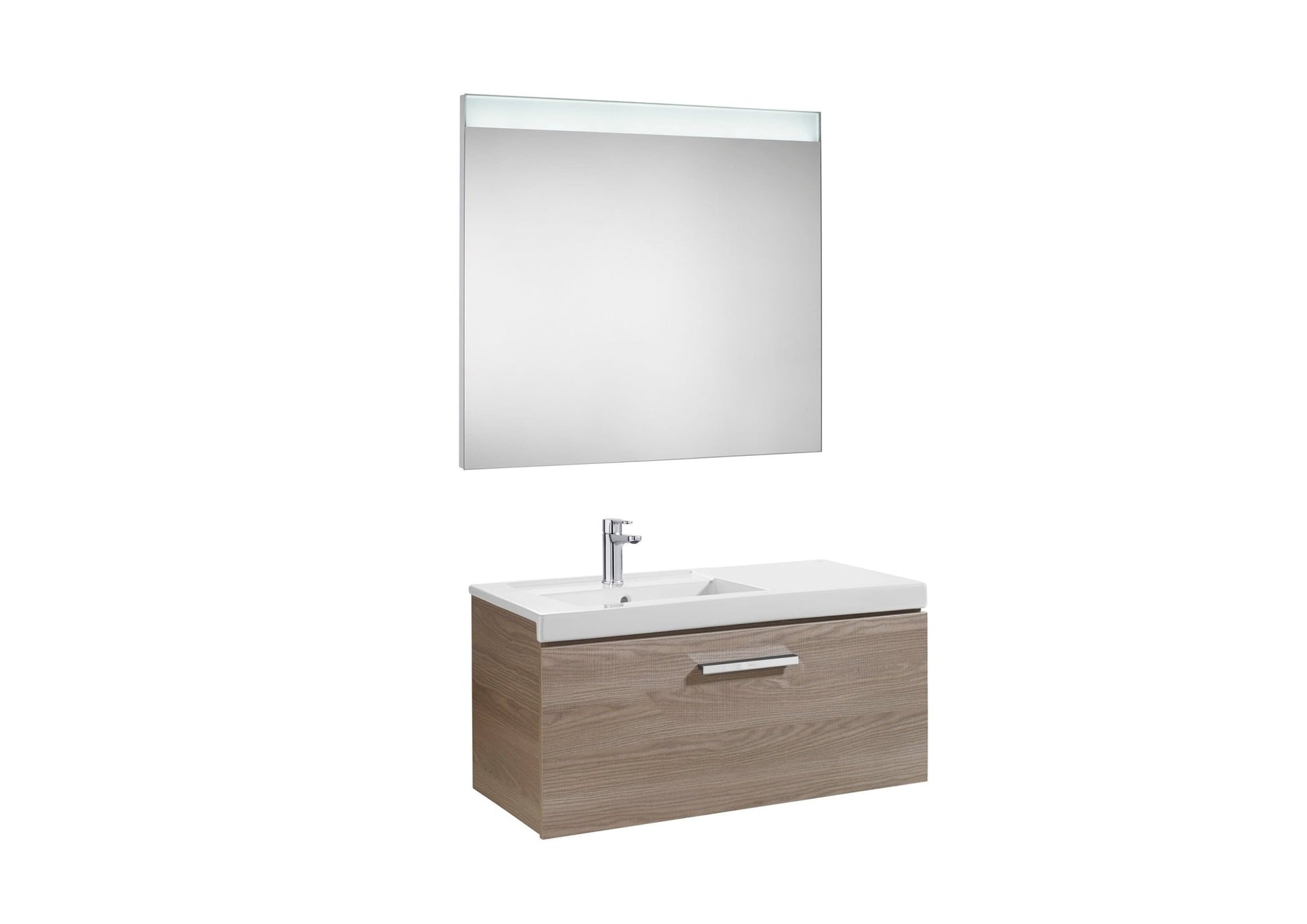 Roca - Mueble base Prisma Pack de un cajón, lavabo y espejo LED - BricoandPool