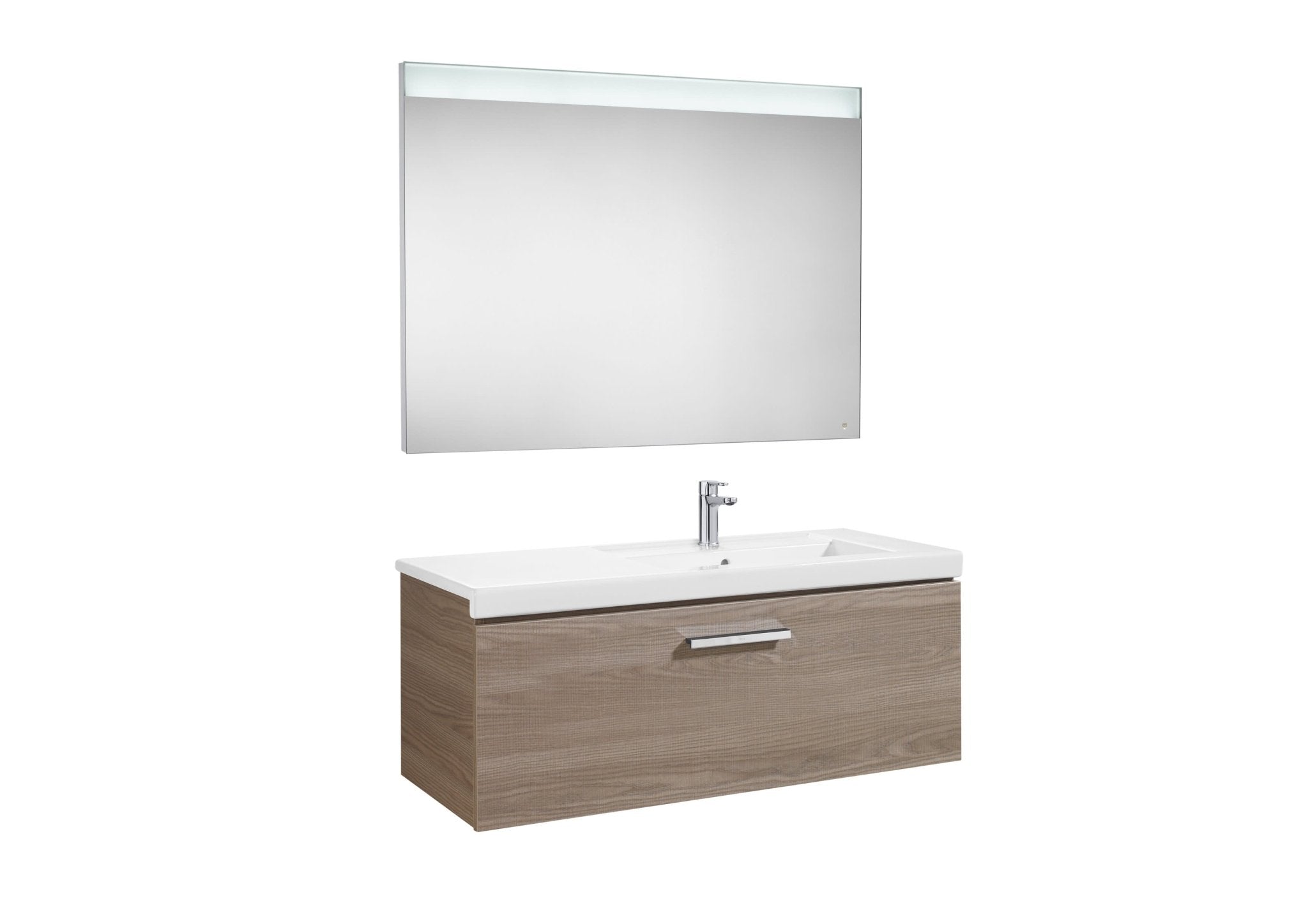 Roca - Mueble base Prisma Pack de un cajón, lavabo y espejo LED - BricoandPool