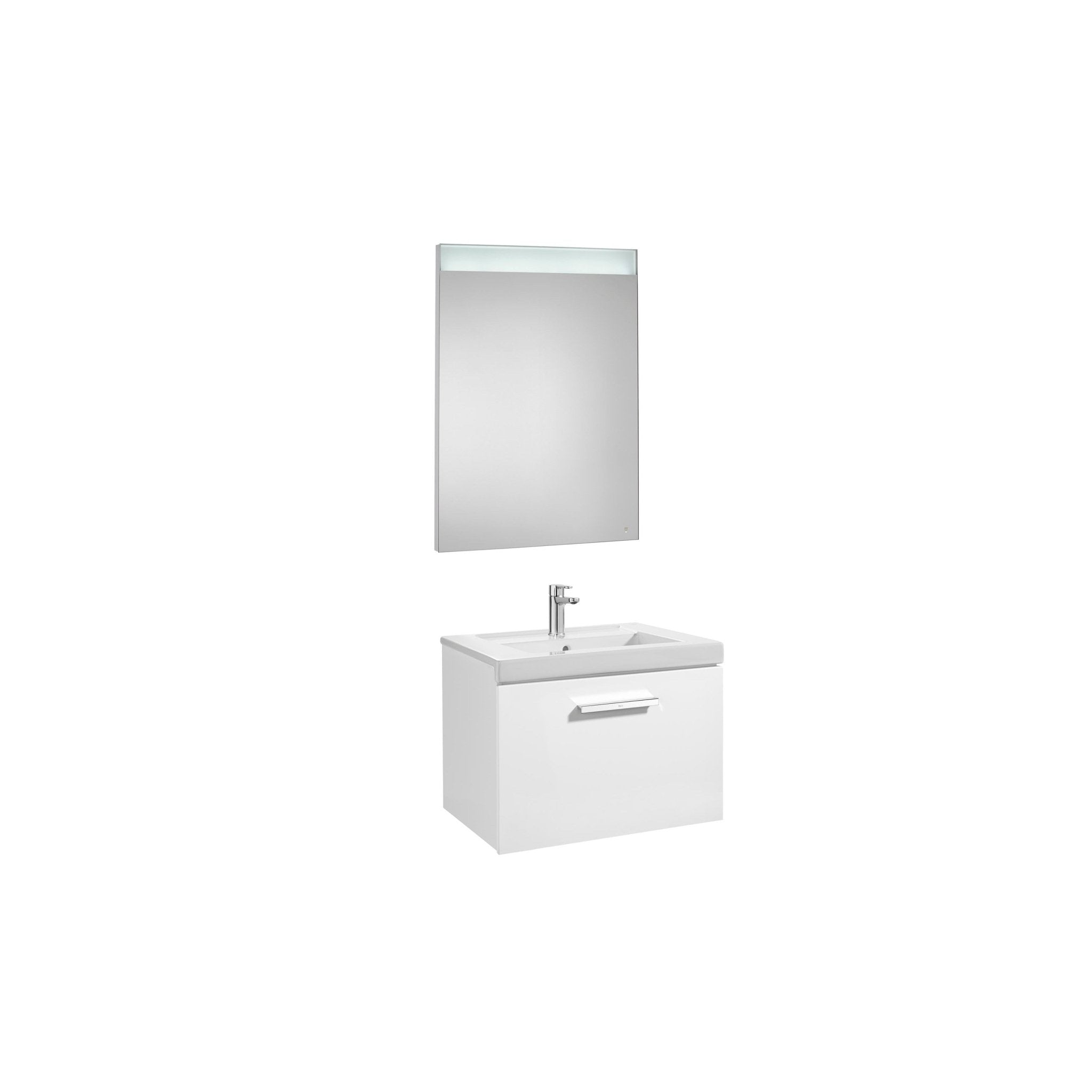 Roca - Mueble base Prisma Pack de un cajón, lavabo y espejo LED - BricoandPool