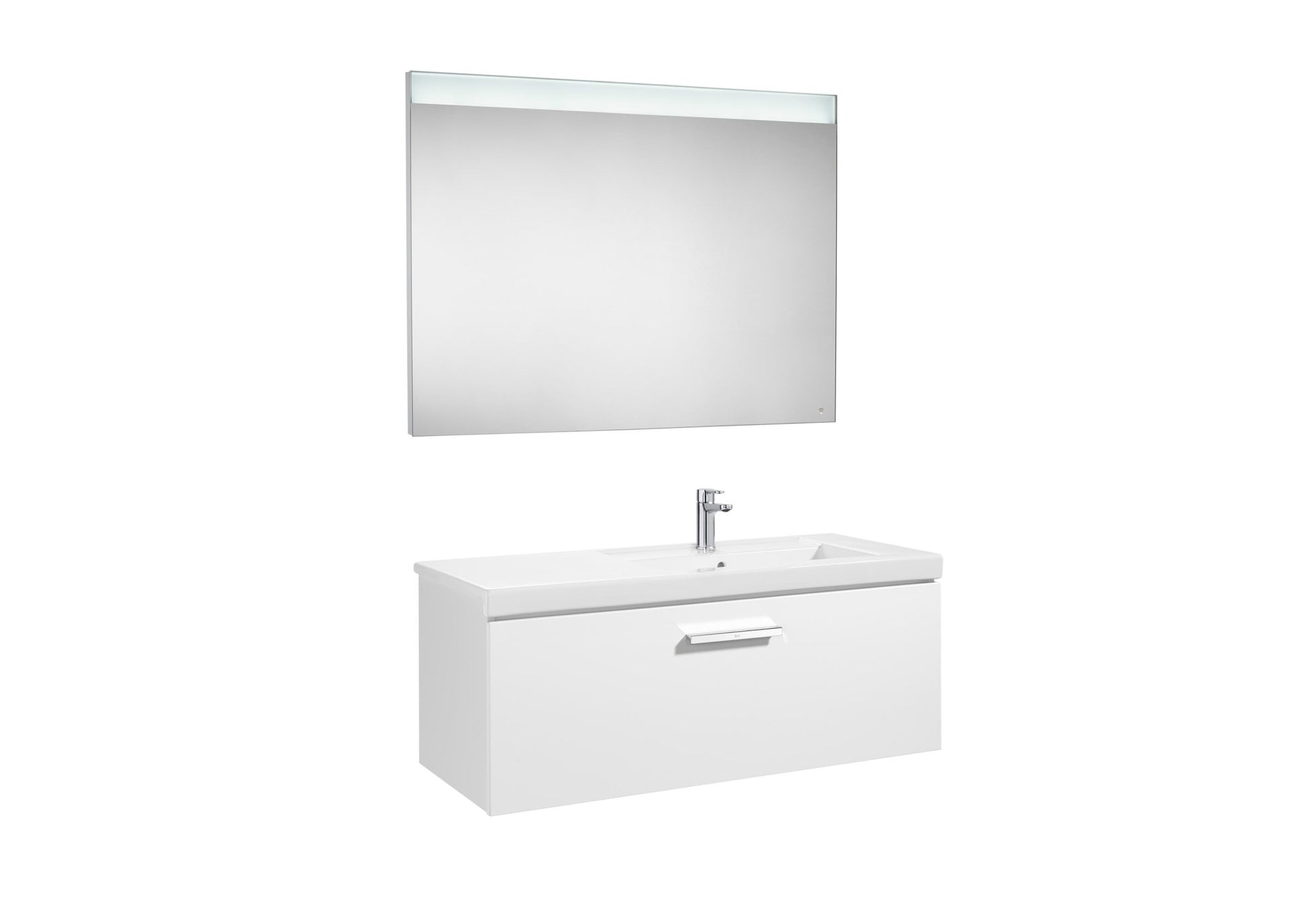 Roca - Mueble base Prisma Pack de un cajón, lavabo y espejo LED - BricoandPool