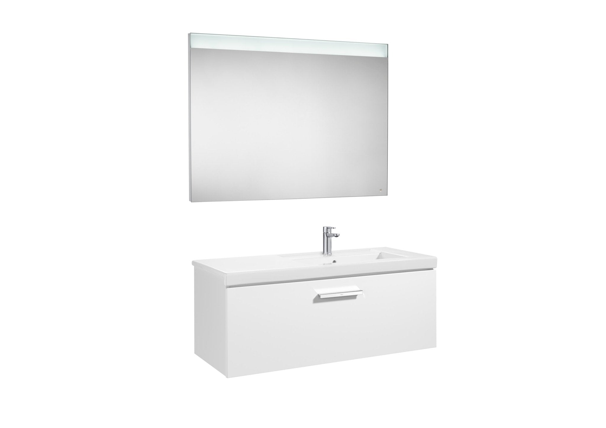 Roca - Mueble base Prisma Pack de un cajón, lavabo y espejo LED - BricoandPool