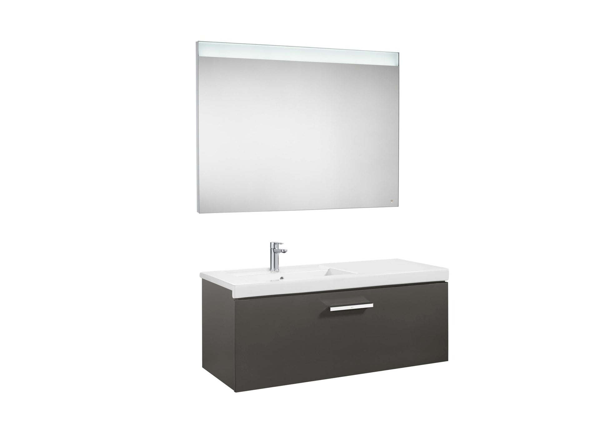 Roca - Mueble base Prisma Pack de un cajón, lavabo y espejo LED - BricoandPool