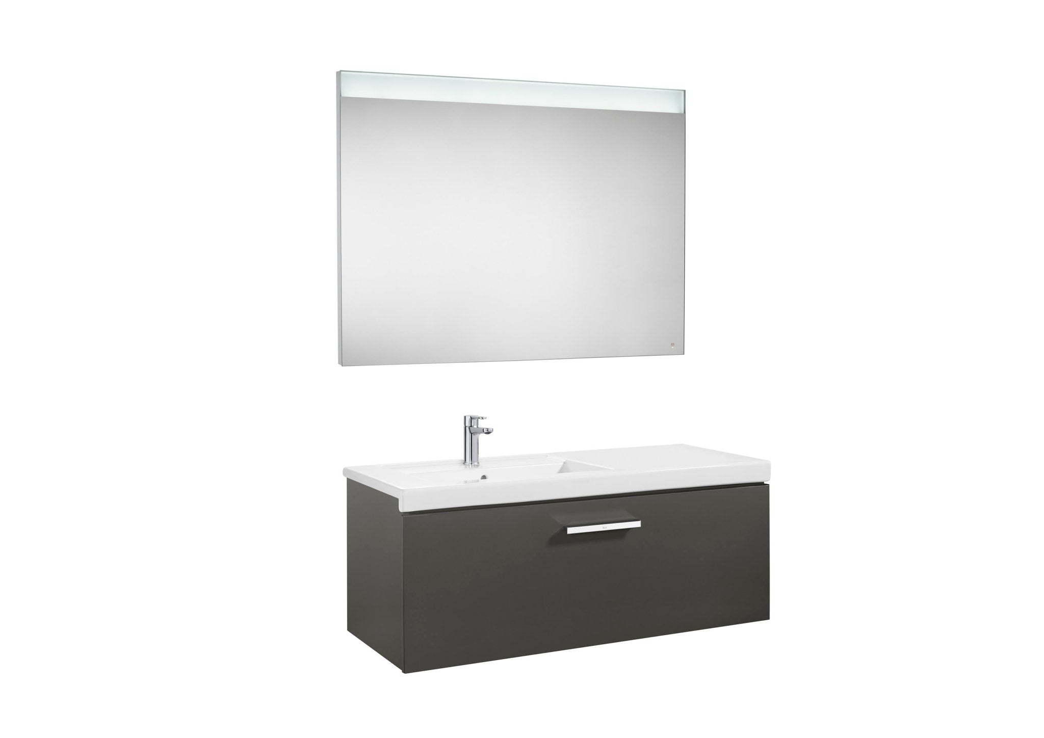 Roca - Mueble base Prisma Pack de un cajón, lavabo y espejo LED - BricoandPool