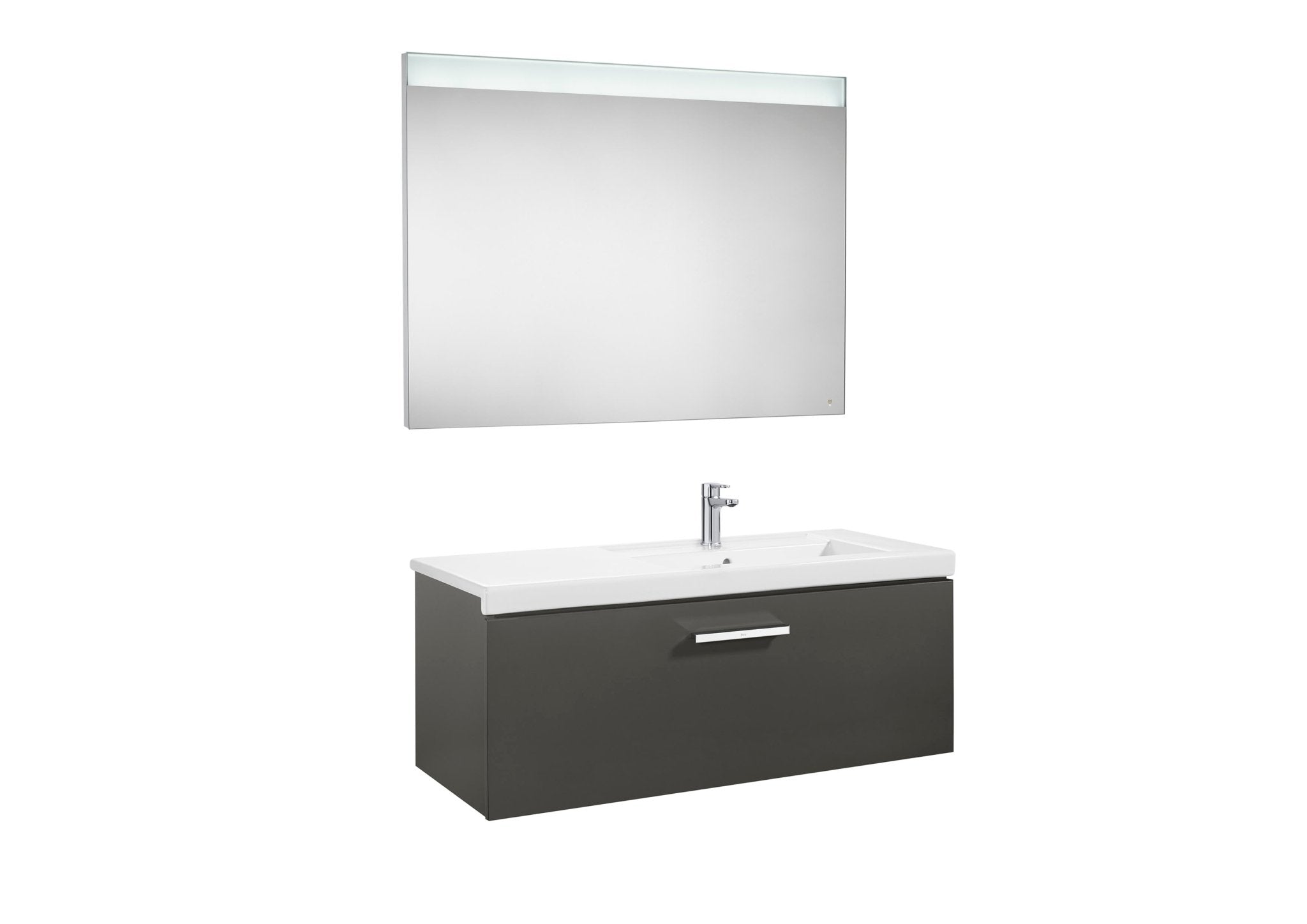 Roca - Mueble base Prisma Pack de un cajón, lavabo y espejo LED - BricoandPool
