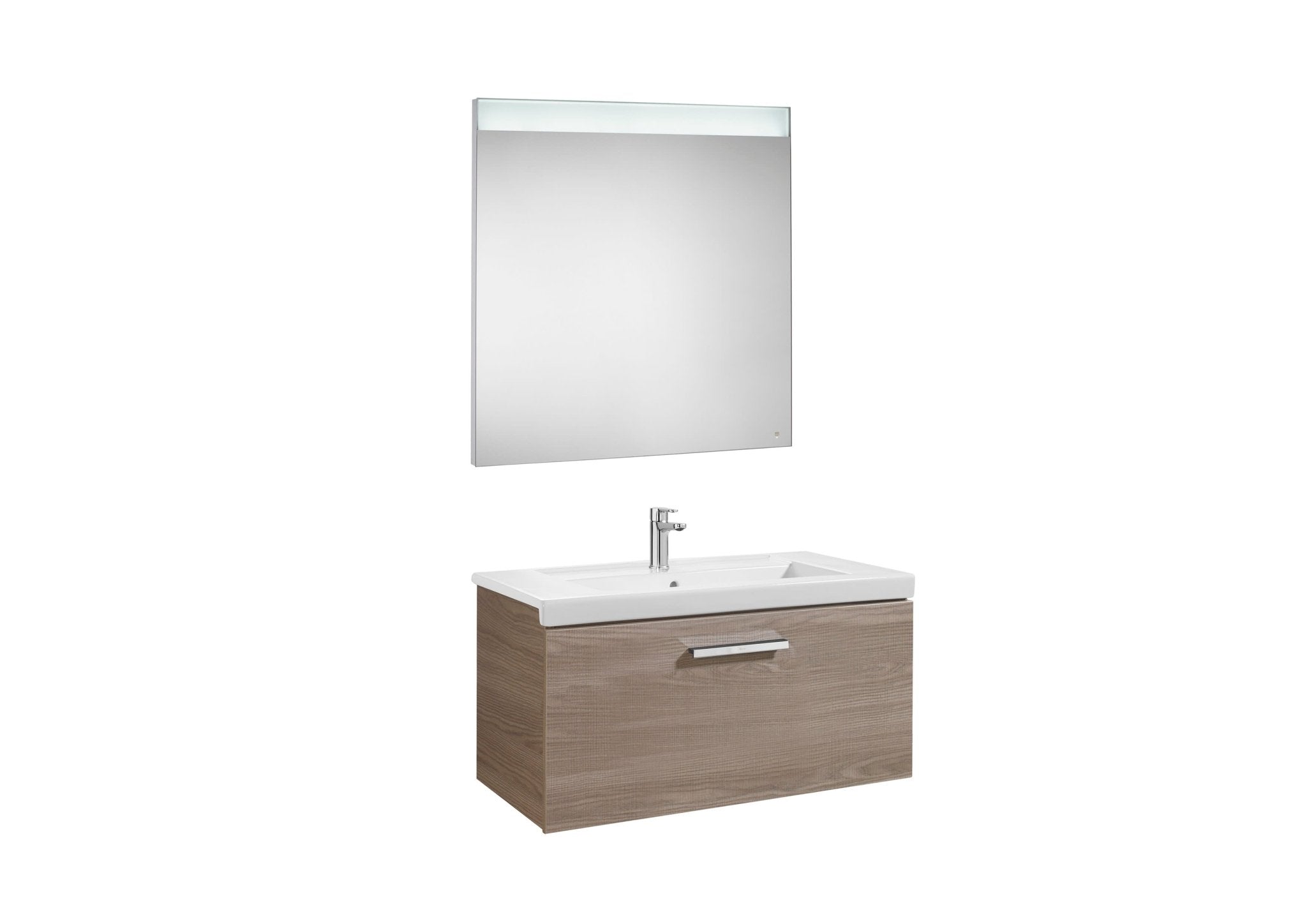 Roca - Mueble base Prisma Pack de un cajón, lavabo y espejo LED - BricoandPool