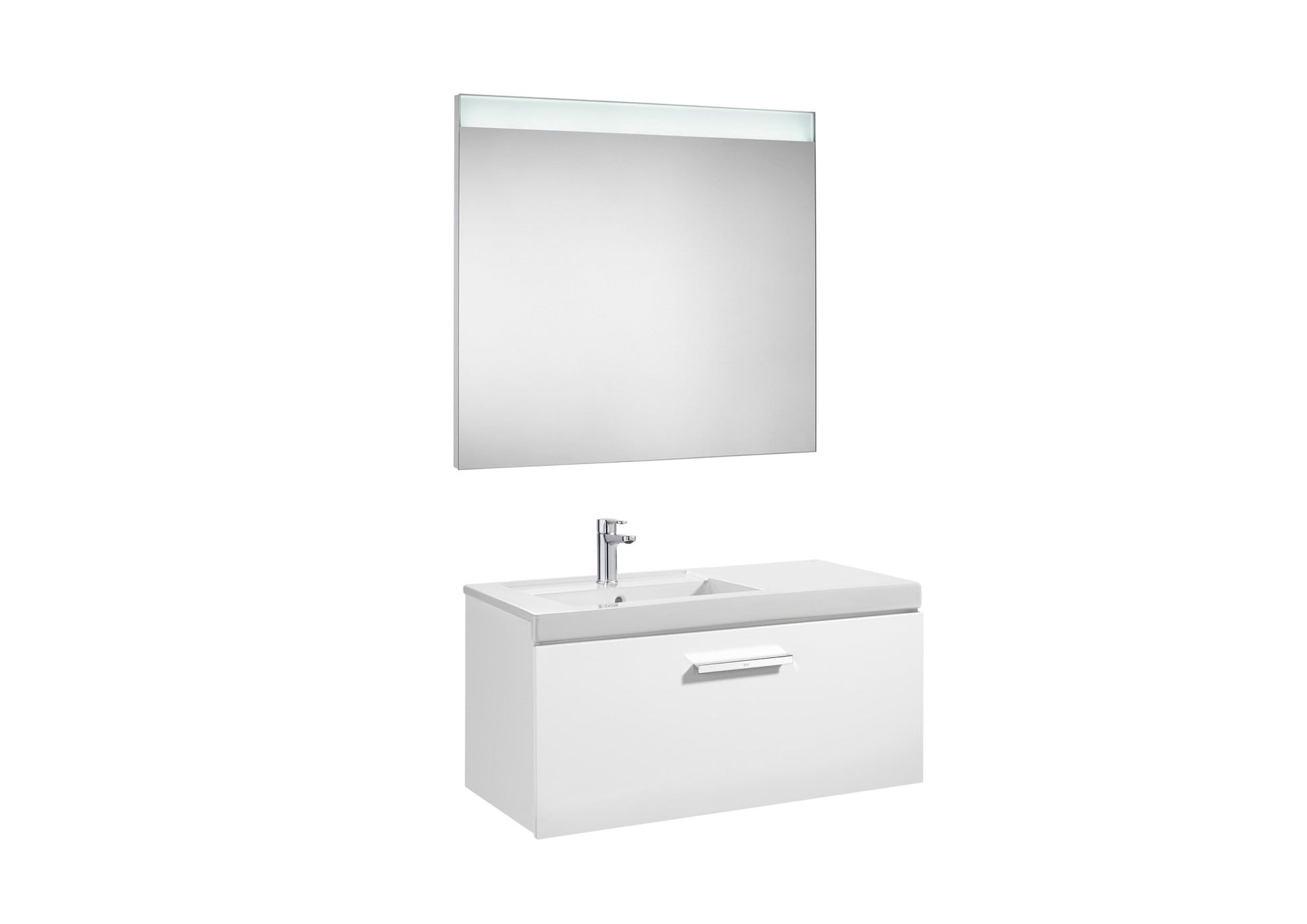 Roca - Mueble base Prisma Pack de un cajón, lavabo y espejo LED - BricoandPool