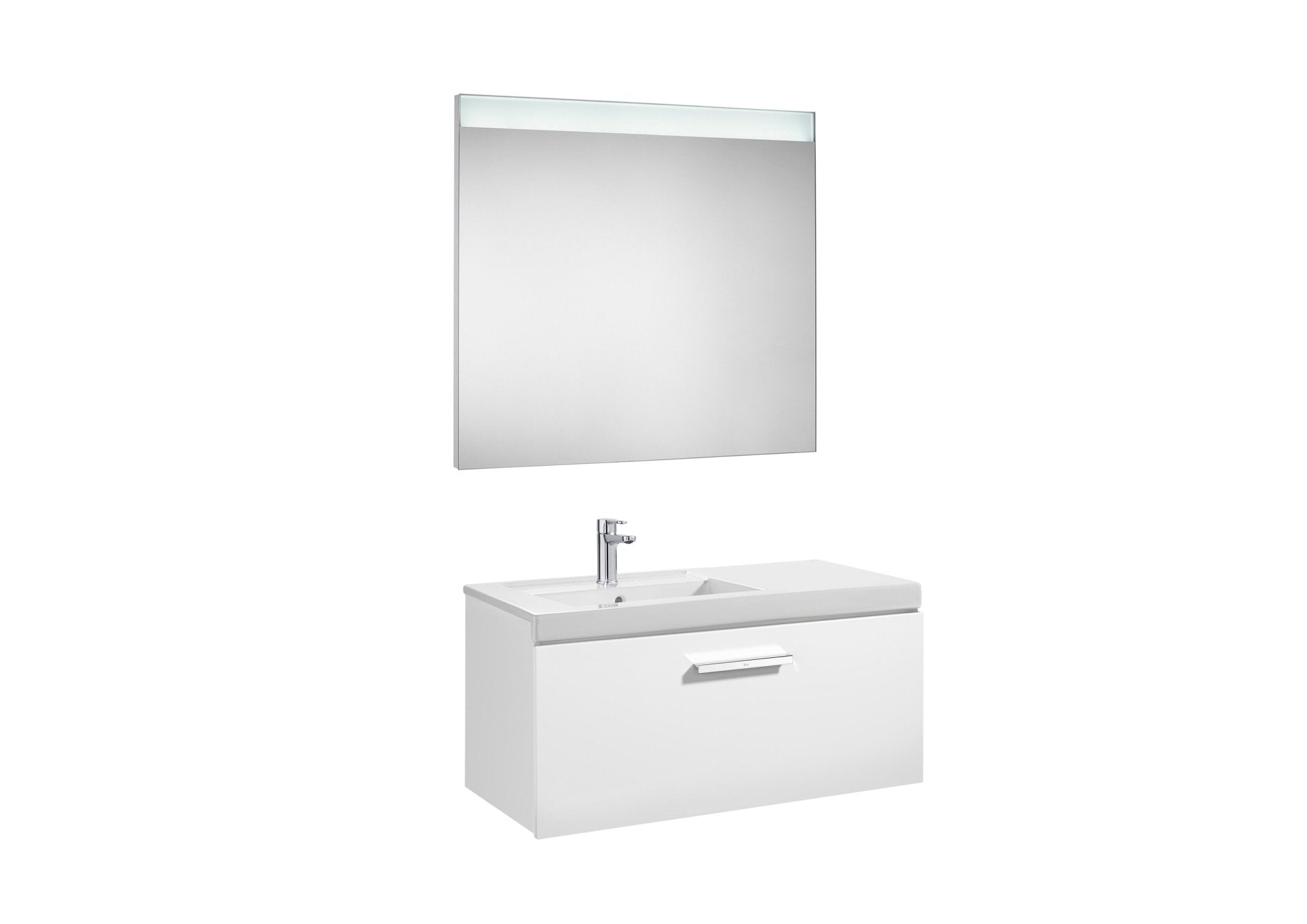 Roca - Mueble base Prisma Pack de un cajón, lavabo y espejo LED - BricoandPool