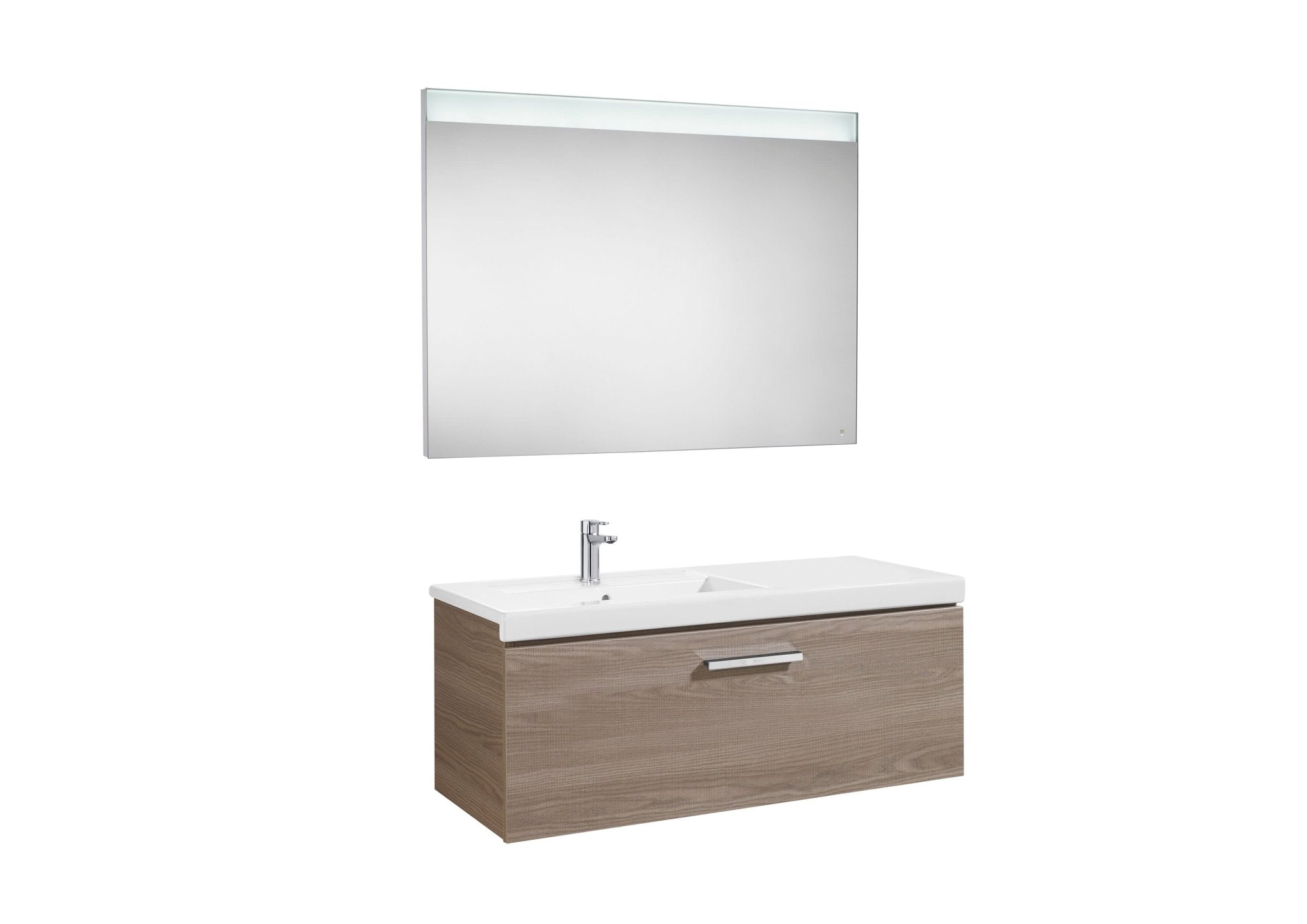 Roca - Mueble base Prisma Pack de un cajón, lavabo y espejo LED - BricoandPool