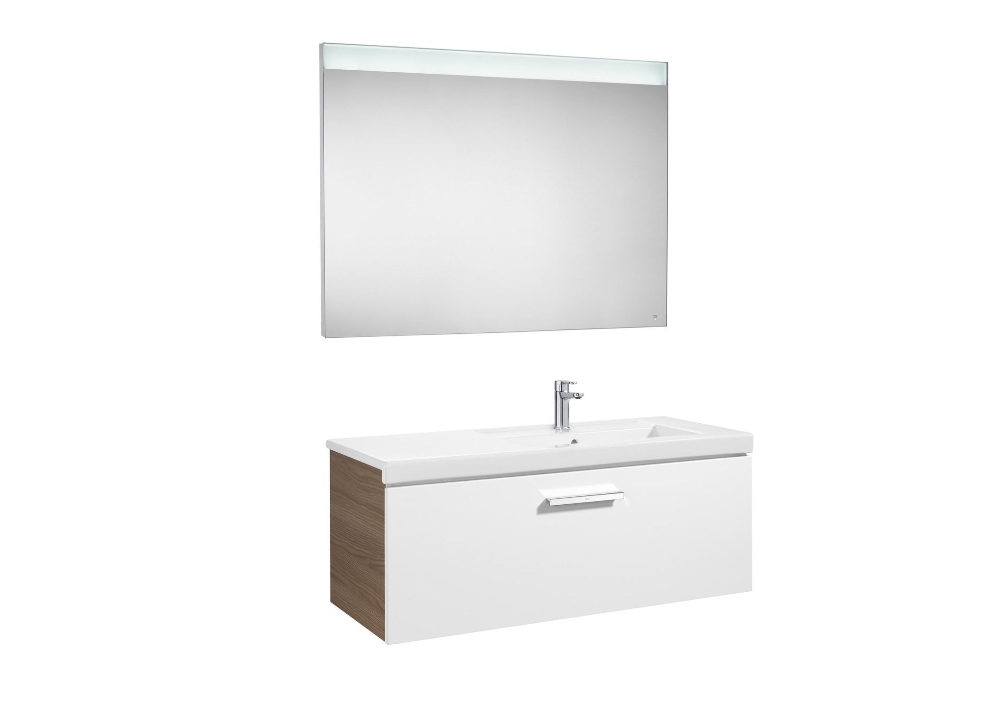 Roca - Mueble base Prisma Pack de un cajón, lavabo y espejo LED - BricoandPool
