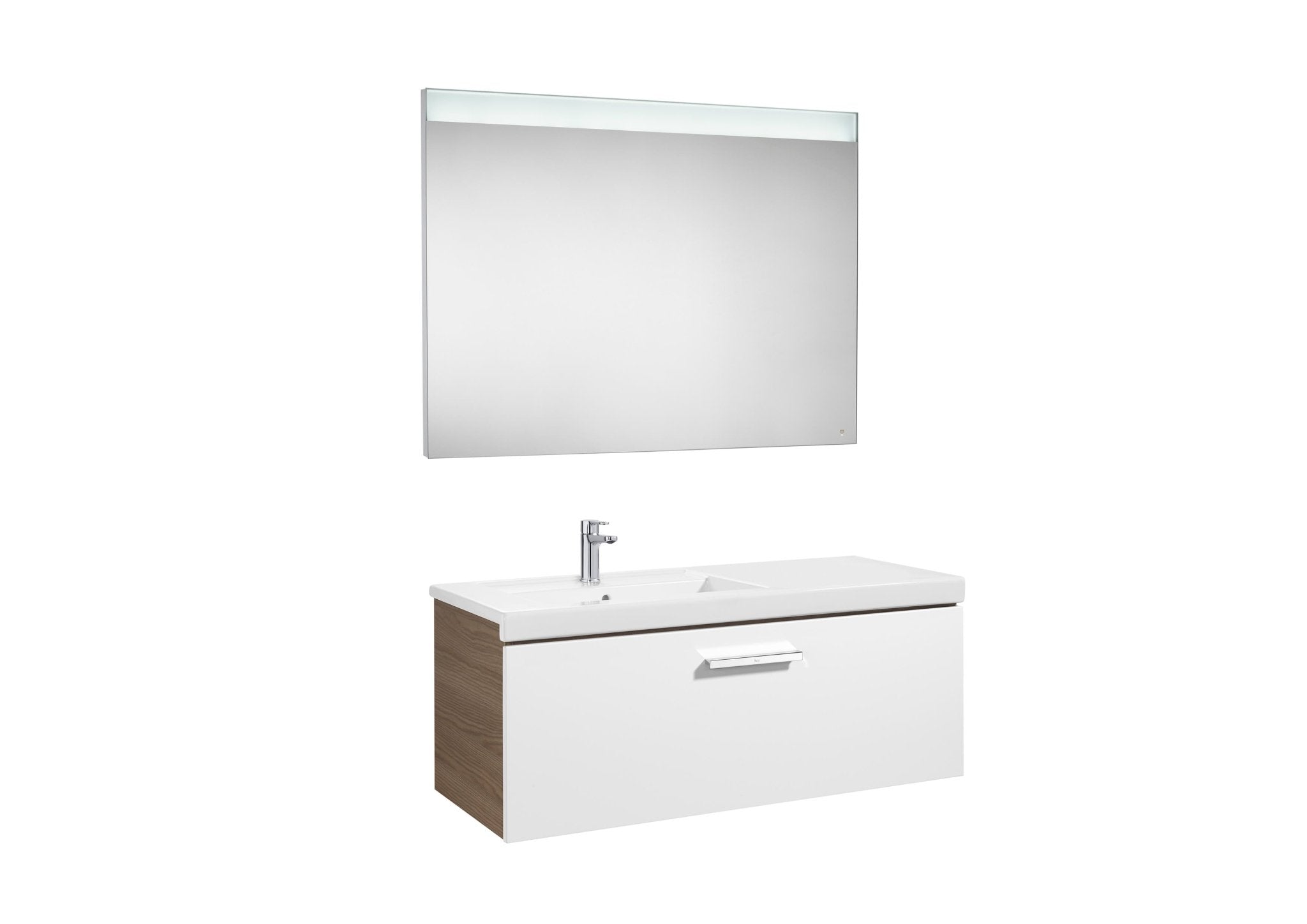 Roca - Mueble base Prisma Pack de un cajón, lavabo y espejo LED - BricoandPool