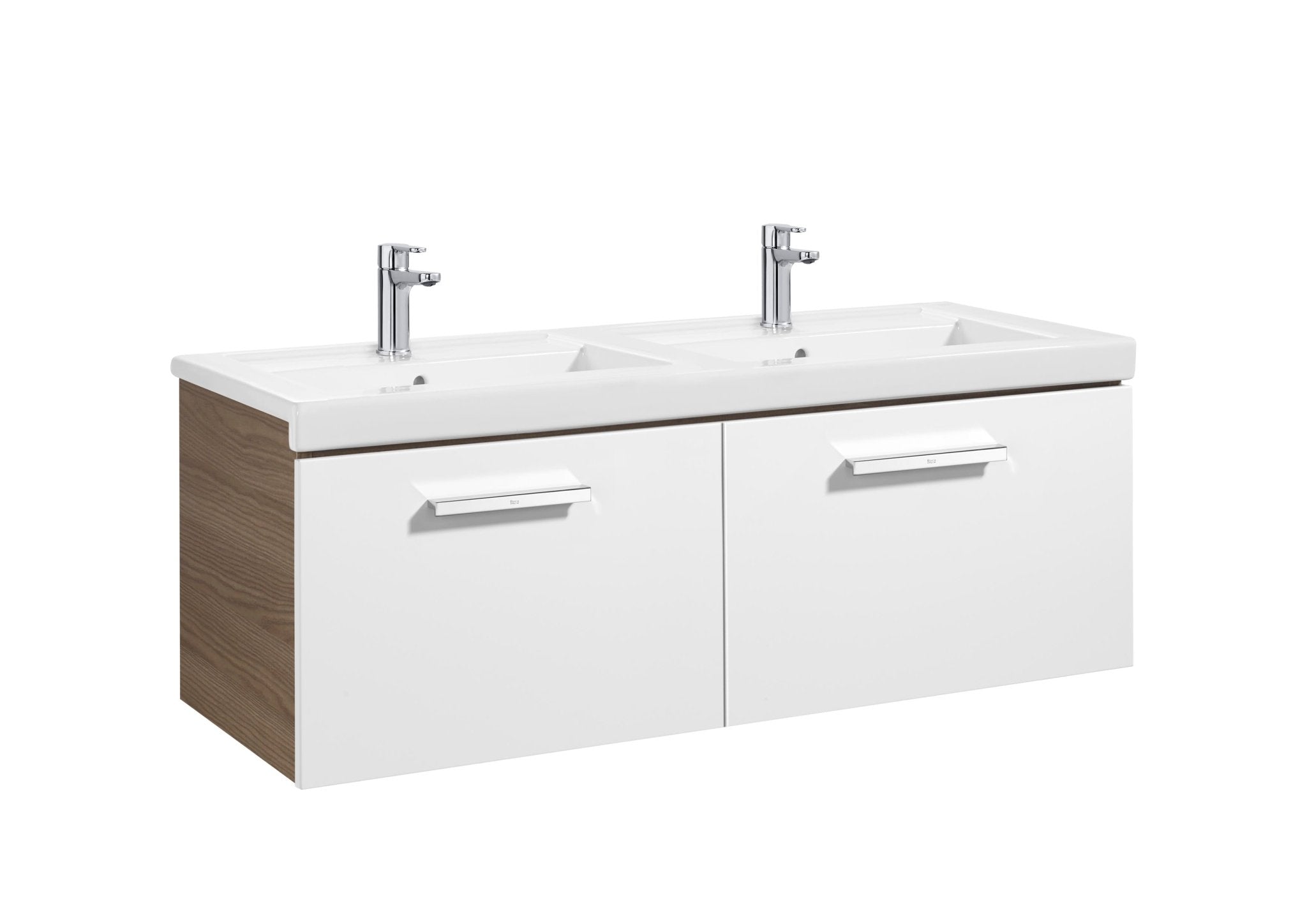 Roca - Mueble base Prisma Unik de dos cajones y lavabo doble - BricoandPool
