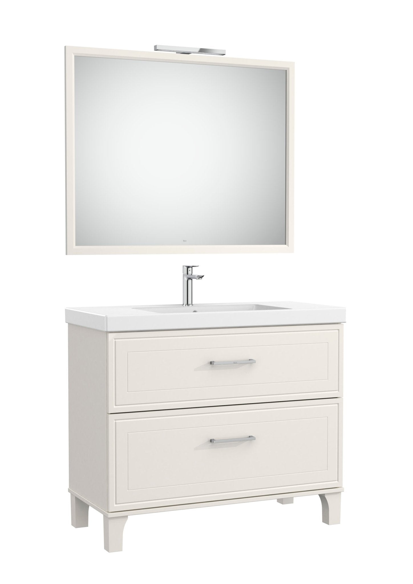 Roca - Mueble base Romea Pack de dos cajones, lavabo, espejo y aplique LED - BricoandPool