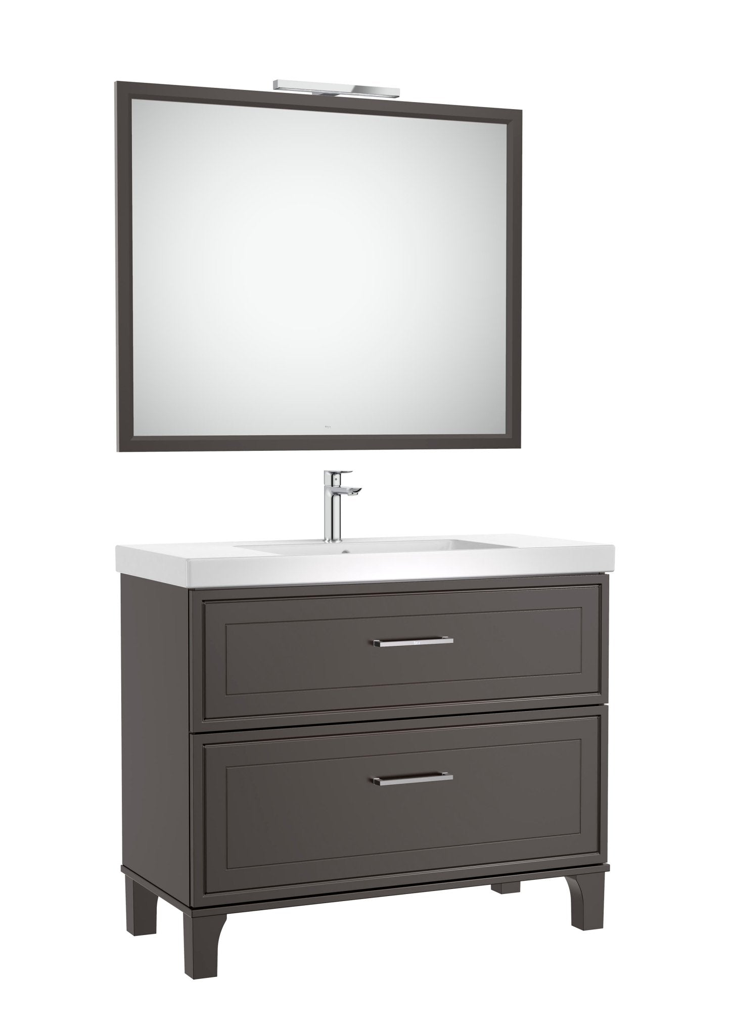 Roca - Mueble base Romea Pack de dos cajones, lavabo, espejo y aplique LED - BricoandPool