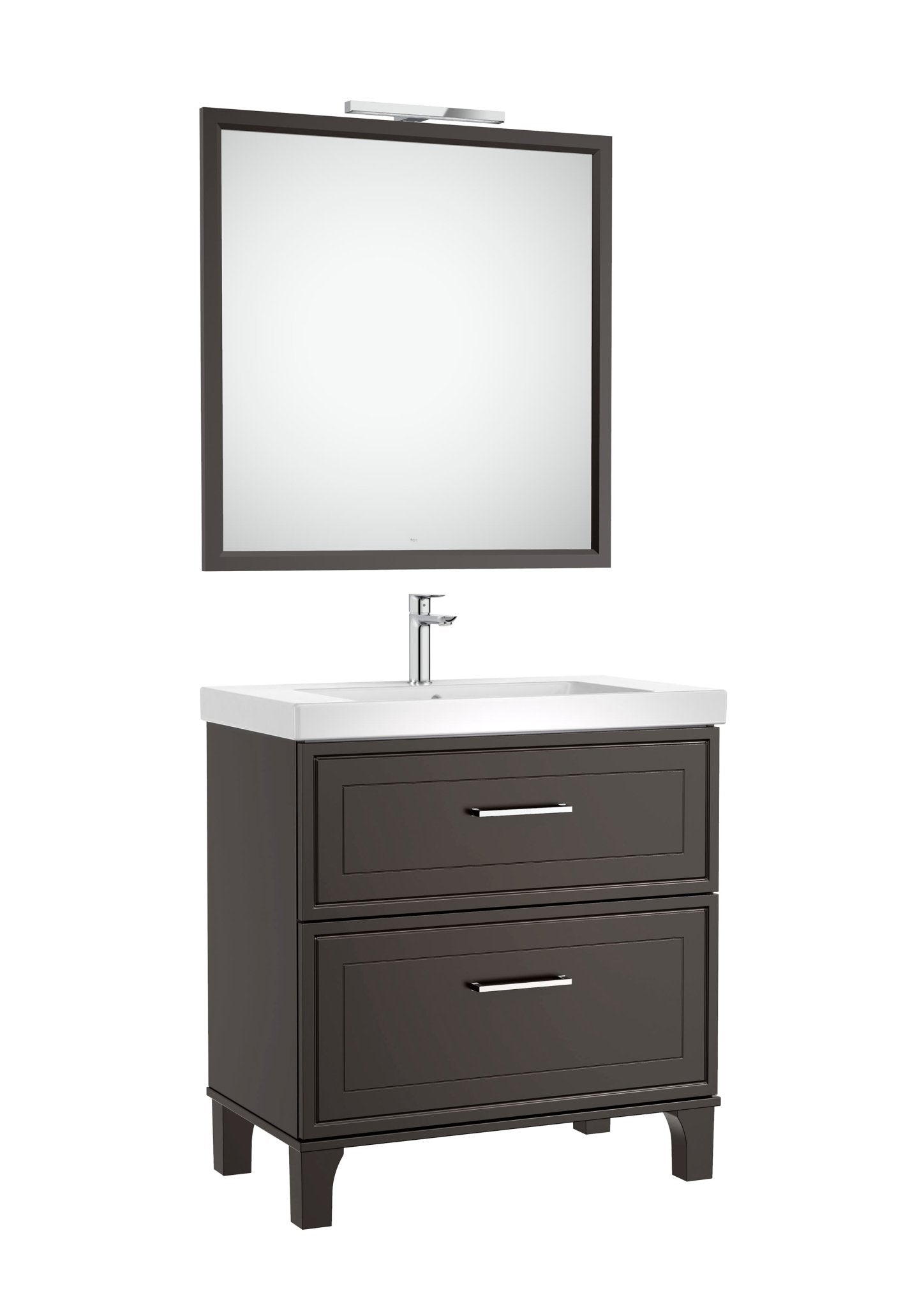 Roca - Mueble base Romea Pack de dos cajones, lavabo, espejo y aplique LED - BricoandPool