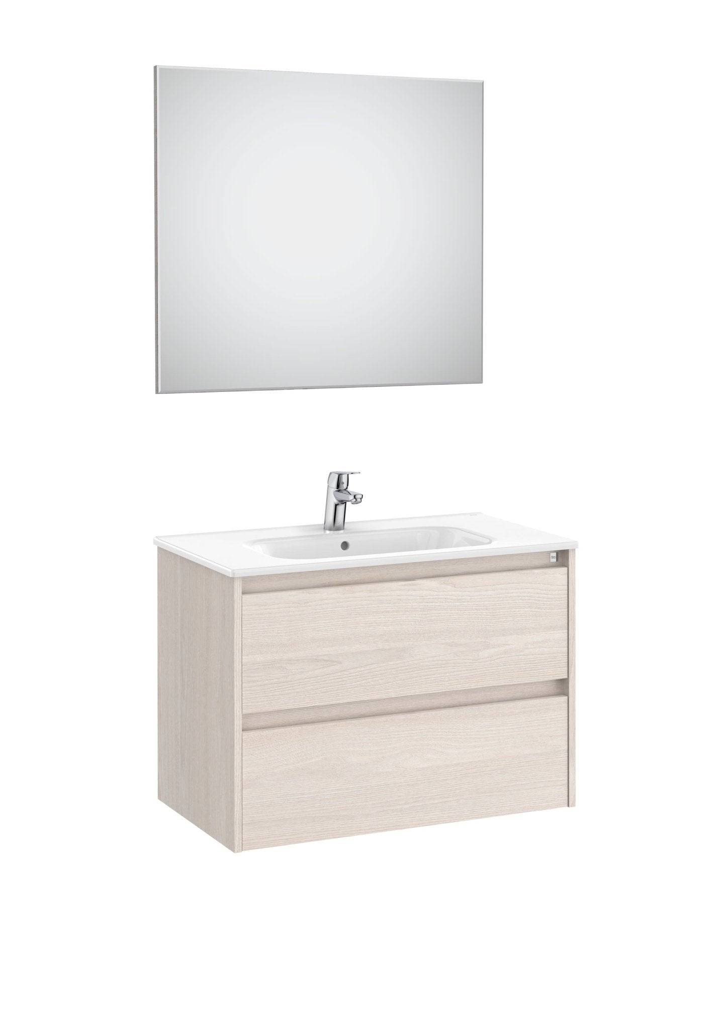 Roca - Mueble base Tenet Pack de dos cajones, lavabo, espejo y aplique LED - BricoandPool