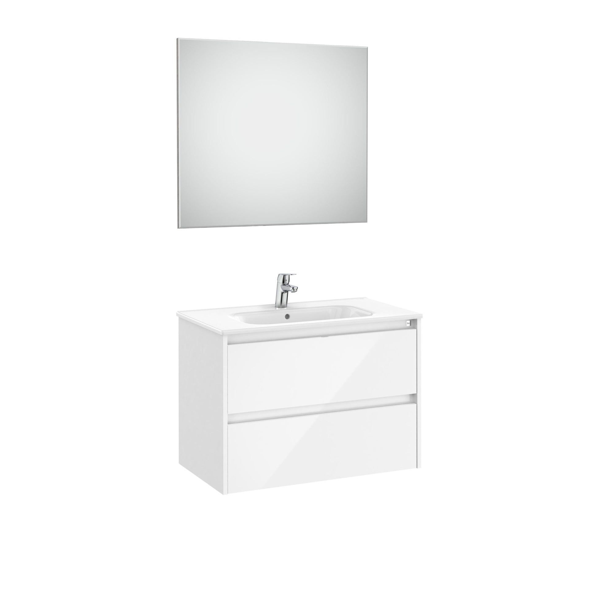 Roca - Mueble base Tenet Pack de dos cajones, lavabo, espejo y aplique LED - BricoandPool