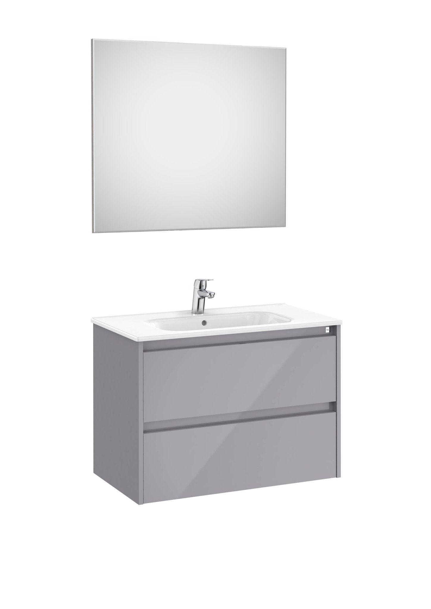 Roca - Mueble base Tenet Pack de dos cajones, lavabo, espejo y aplique LED - BricoandPool