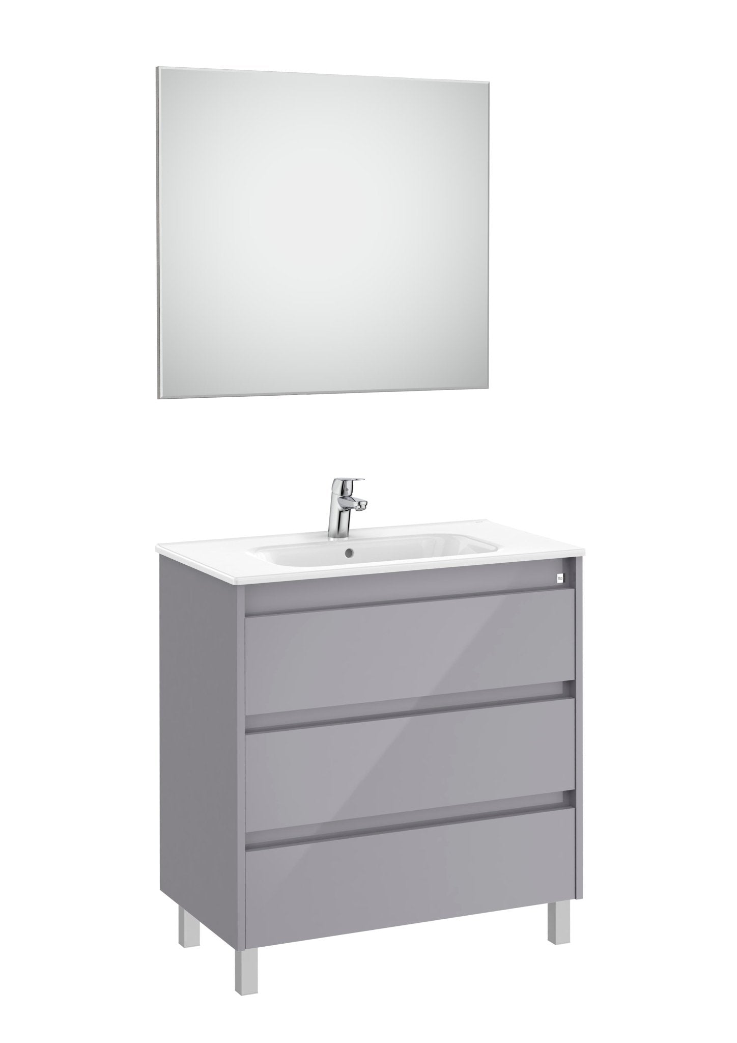 Roca - Mueble base Tenet Pack de tres cajones, lavabo, espejo y aplique LED - BricoandPool
