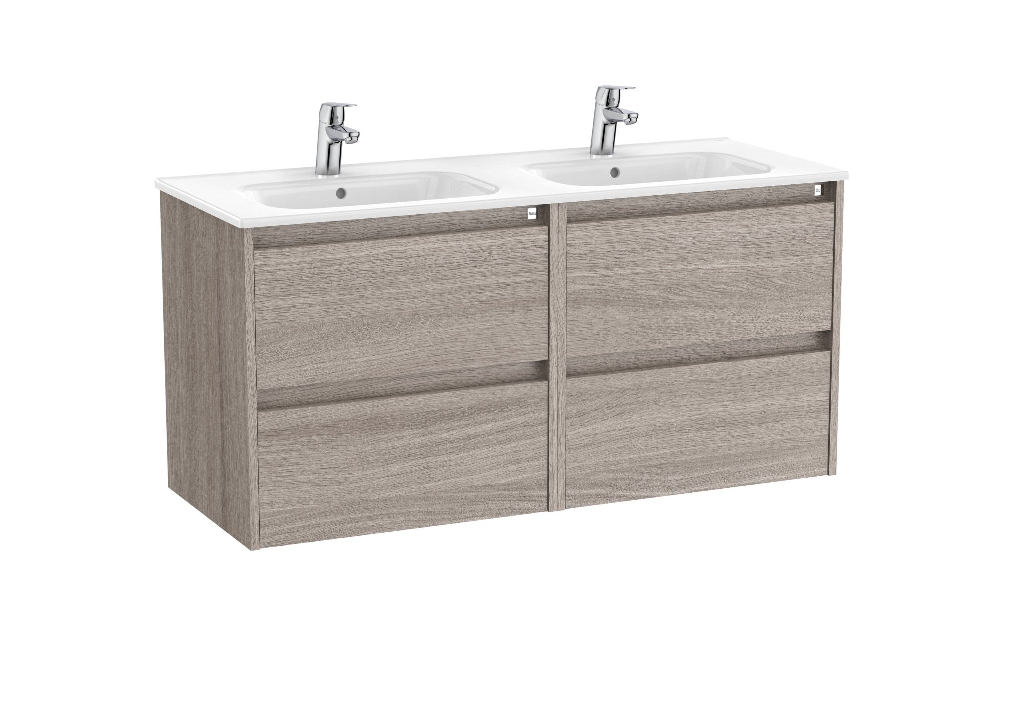 Roca - Mueble base Tenet Unik de cuatro cajones y lavabo doble - BricoandPool